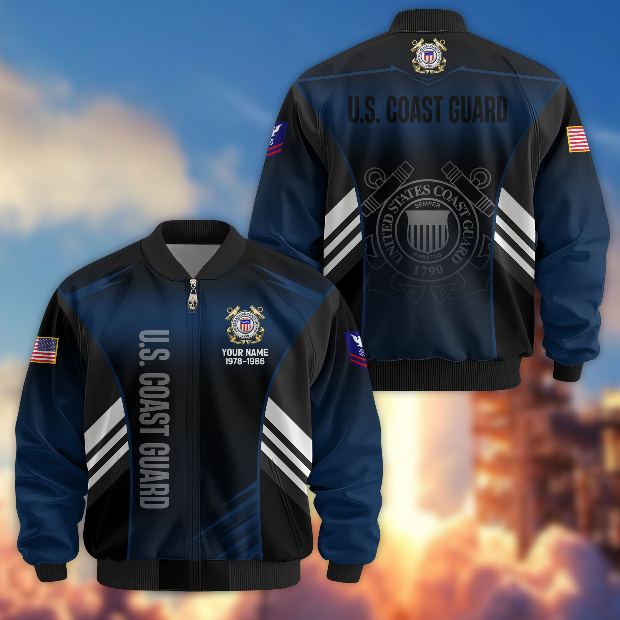 Premium Custom USCG Veteran Bomber Jacket VPVC805405, Gifts For Coast Guard Veteran, Gifts On Father’s Day, Veterans Day