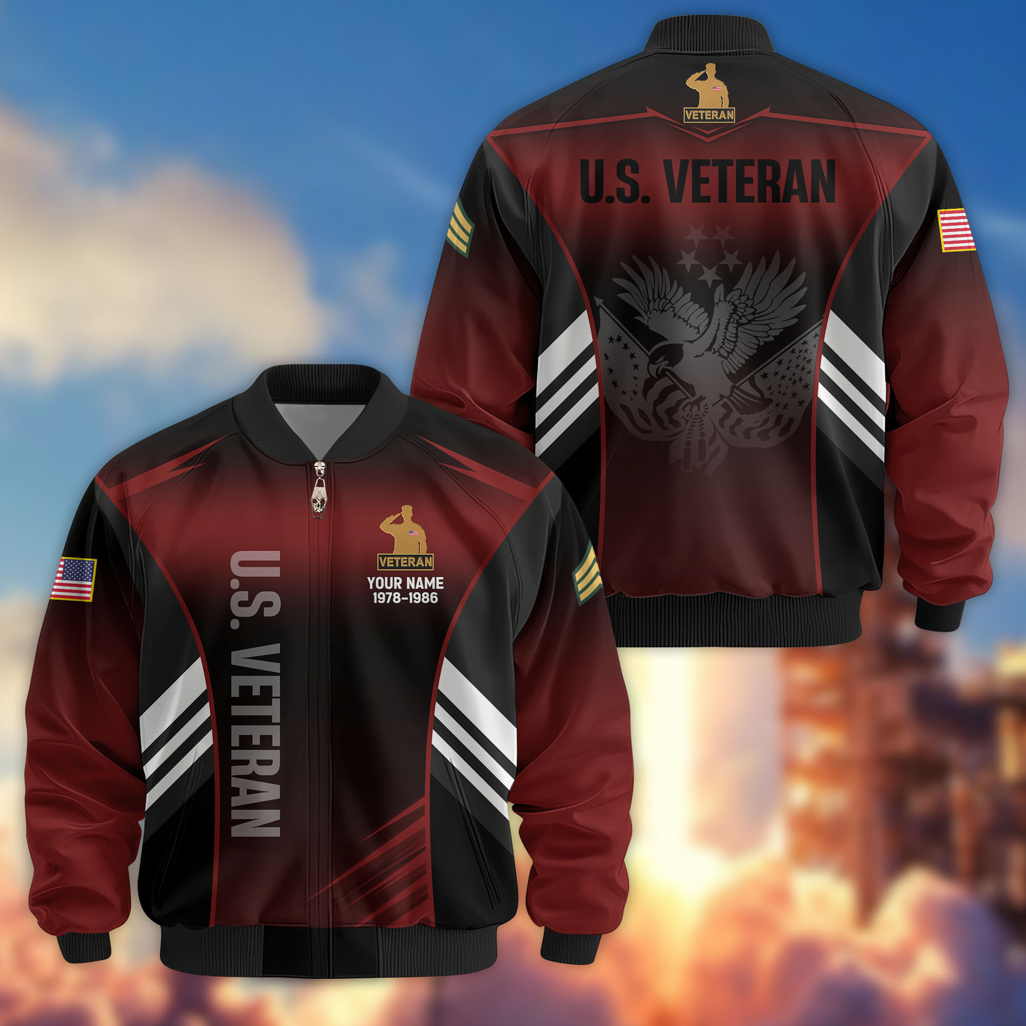 Premium Custom US Veteran Bomber Jacket VPVC805407, Gifts For US Veteran, Gifts On Father’s Day, Veterans Day