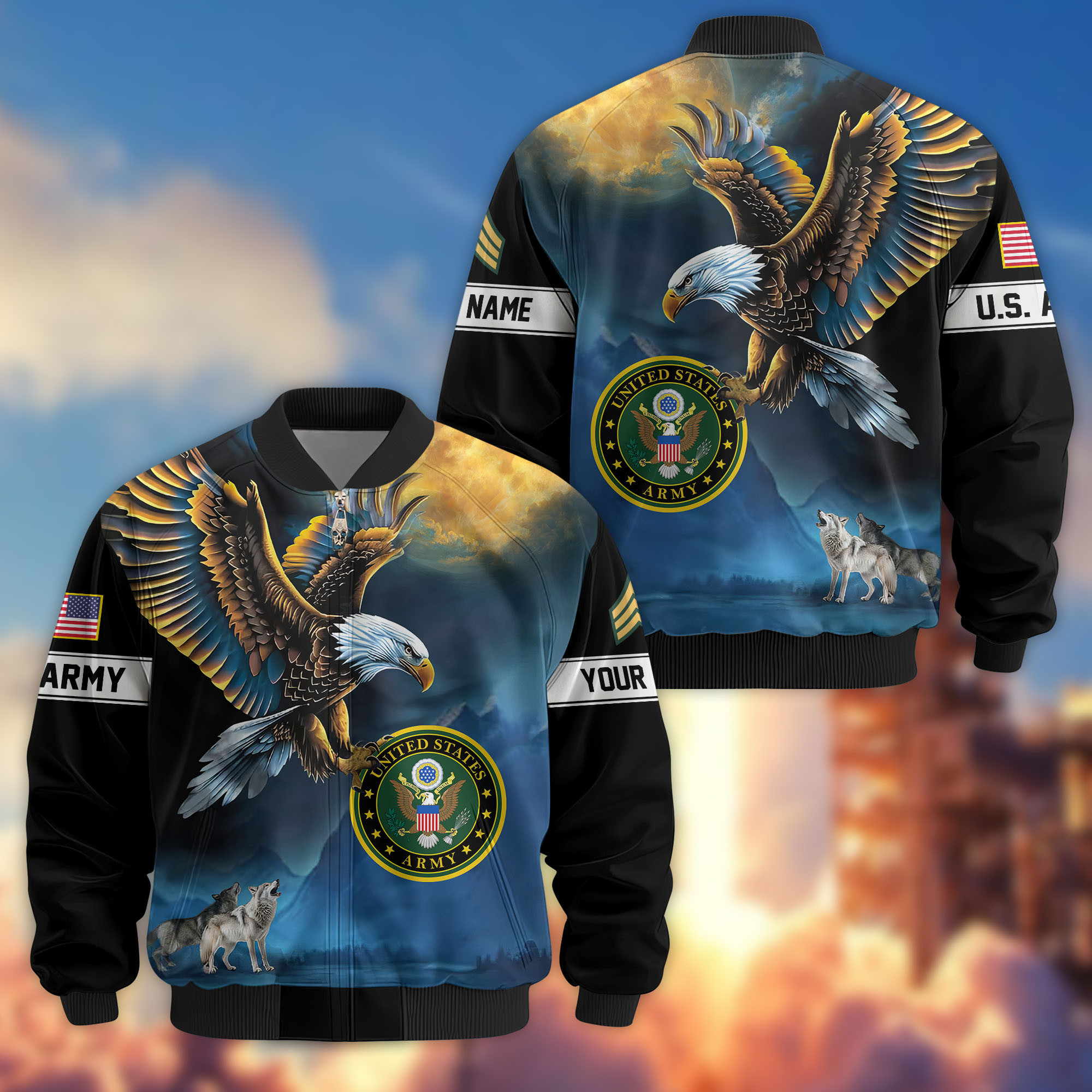 Premium Custom US Army Veteran Bomber Jacket VPVC805501, Gifts For US Army Veteran, Gifts On Father’s Day, Veterans Day