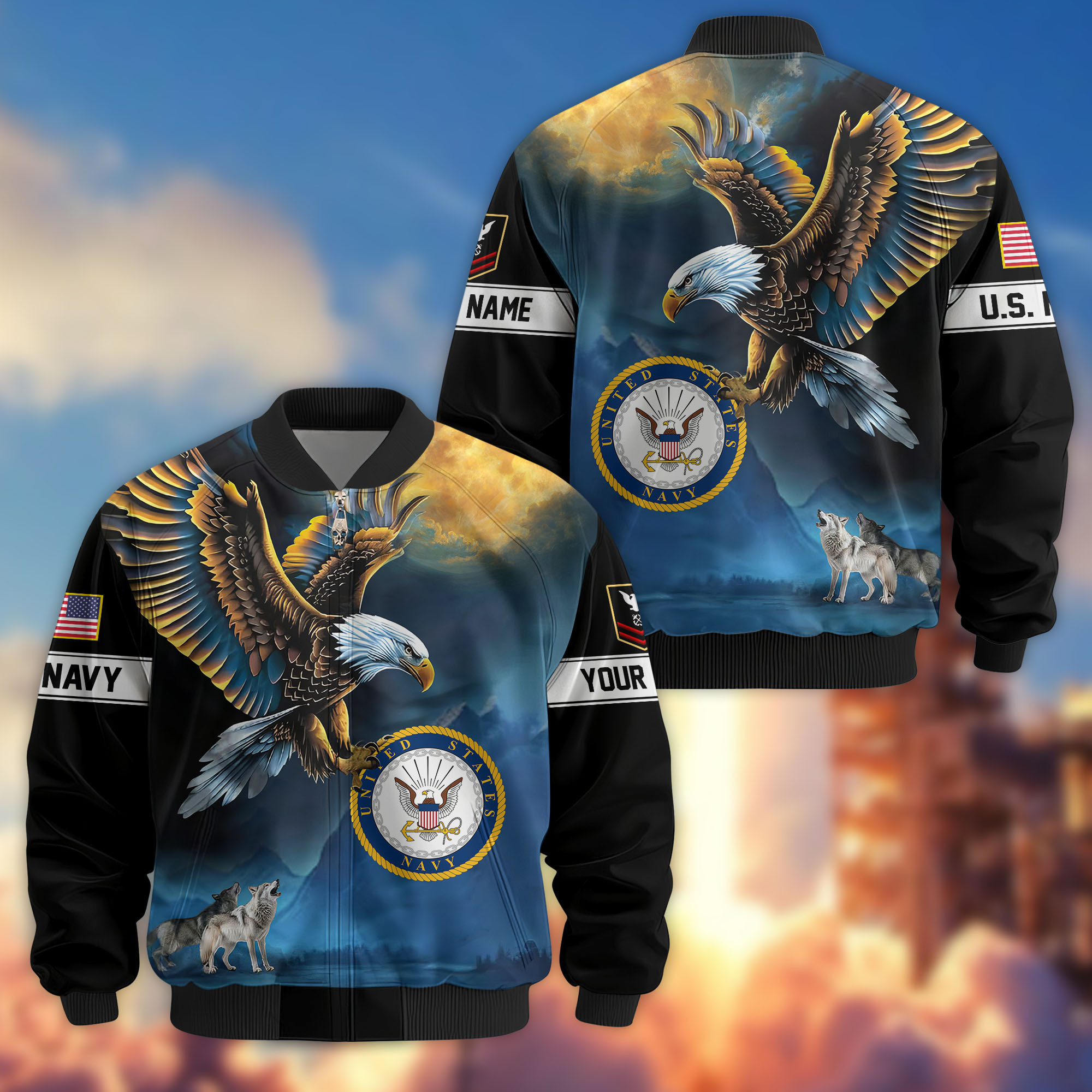 Premium Custom US Navy Veteran Bomber Jacket VPVC805502, Gifts For US Navy Veteran, Gifts On Father’s Day, Veterans Day