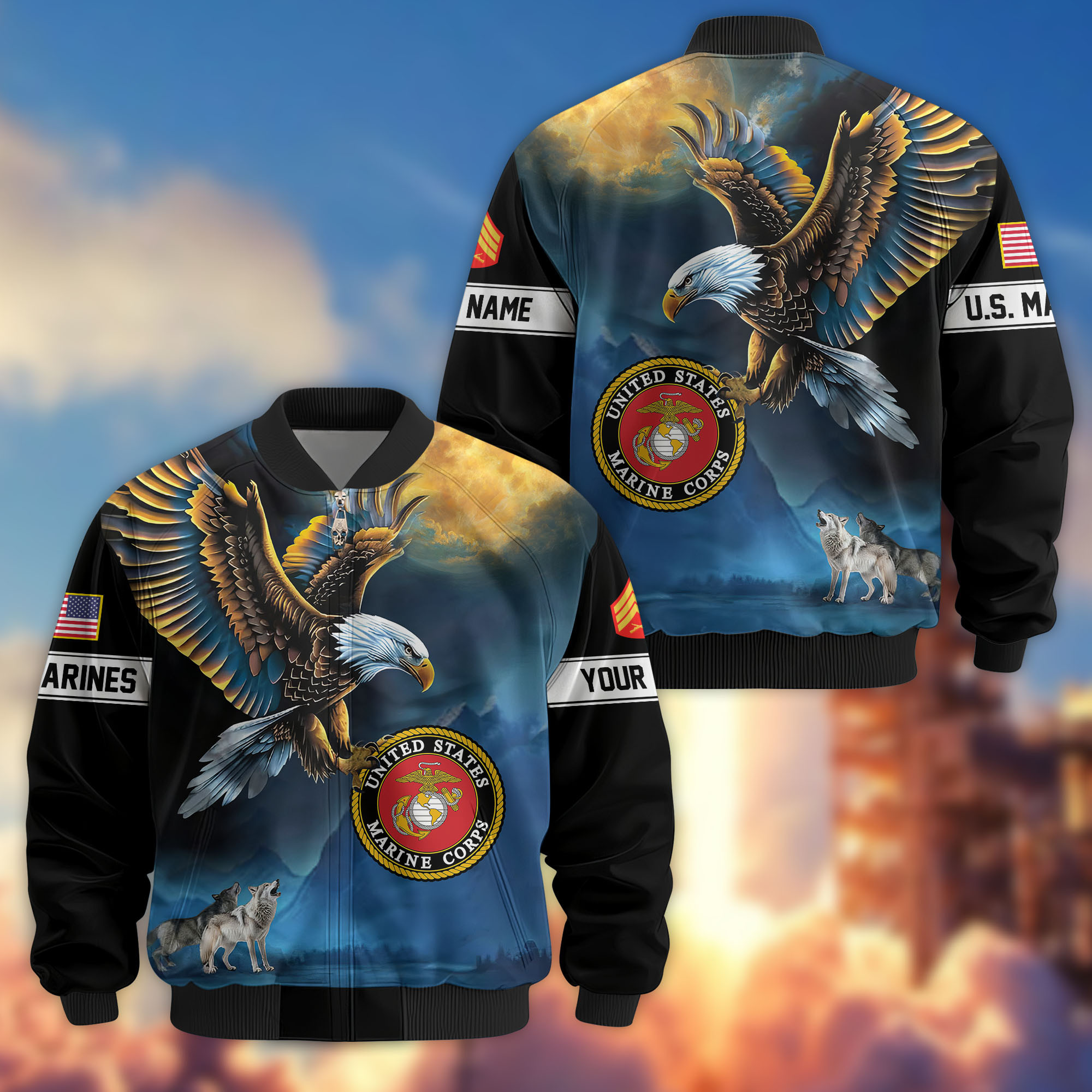 Premium Custom USMC Veteran Bomber Jacket VPVC805503, Gifts For US Marine Veteran, Gifts On Father’s Day, Veterans Day
