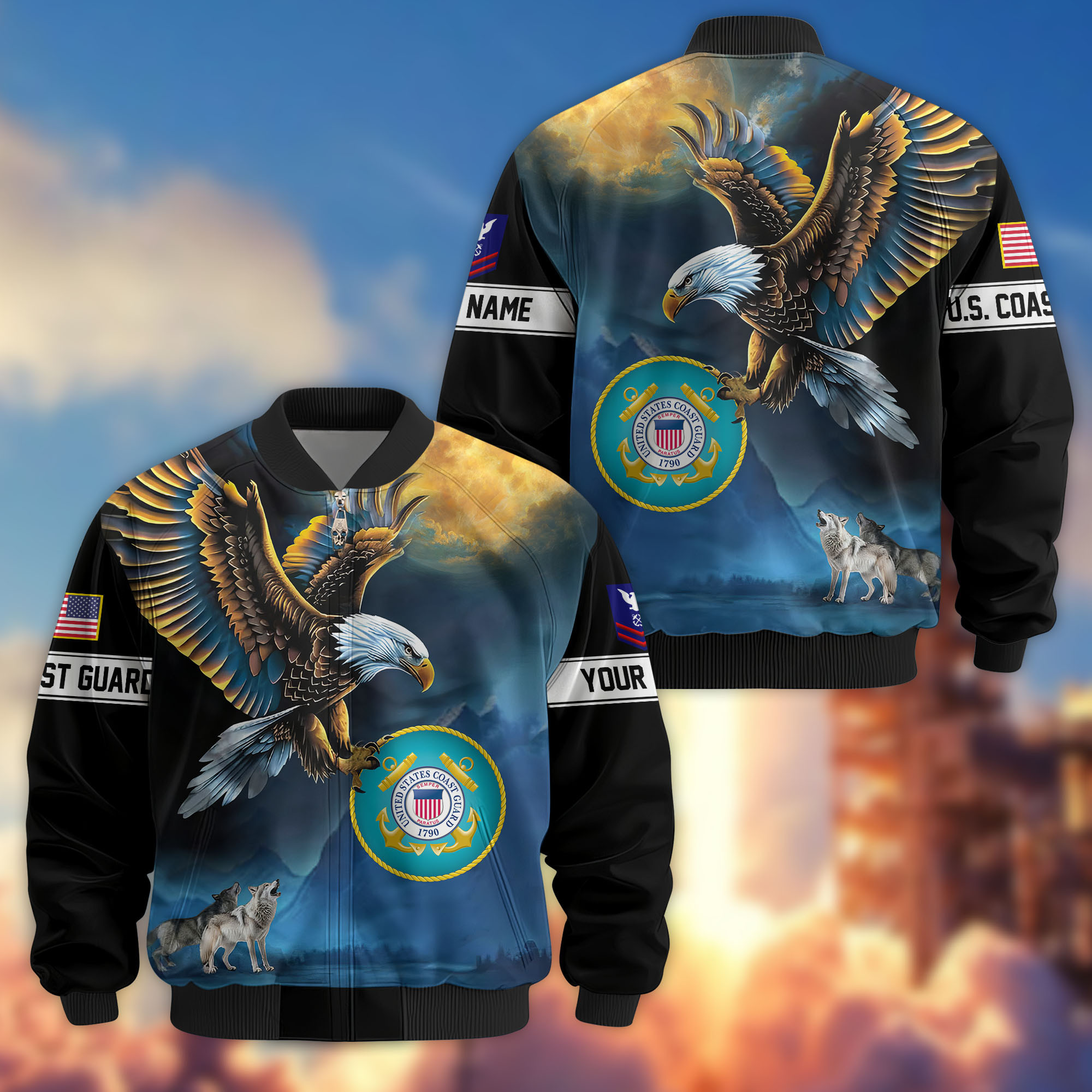 Premium Custom USCG Veteran Bomber Jacket VPVC805505, Gifts For Coast Guard Veteran, Gifts On Father’s Day, Veterans Day