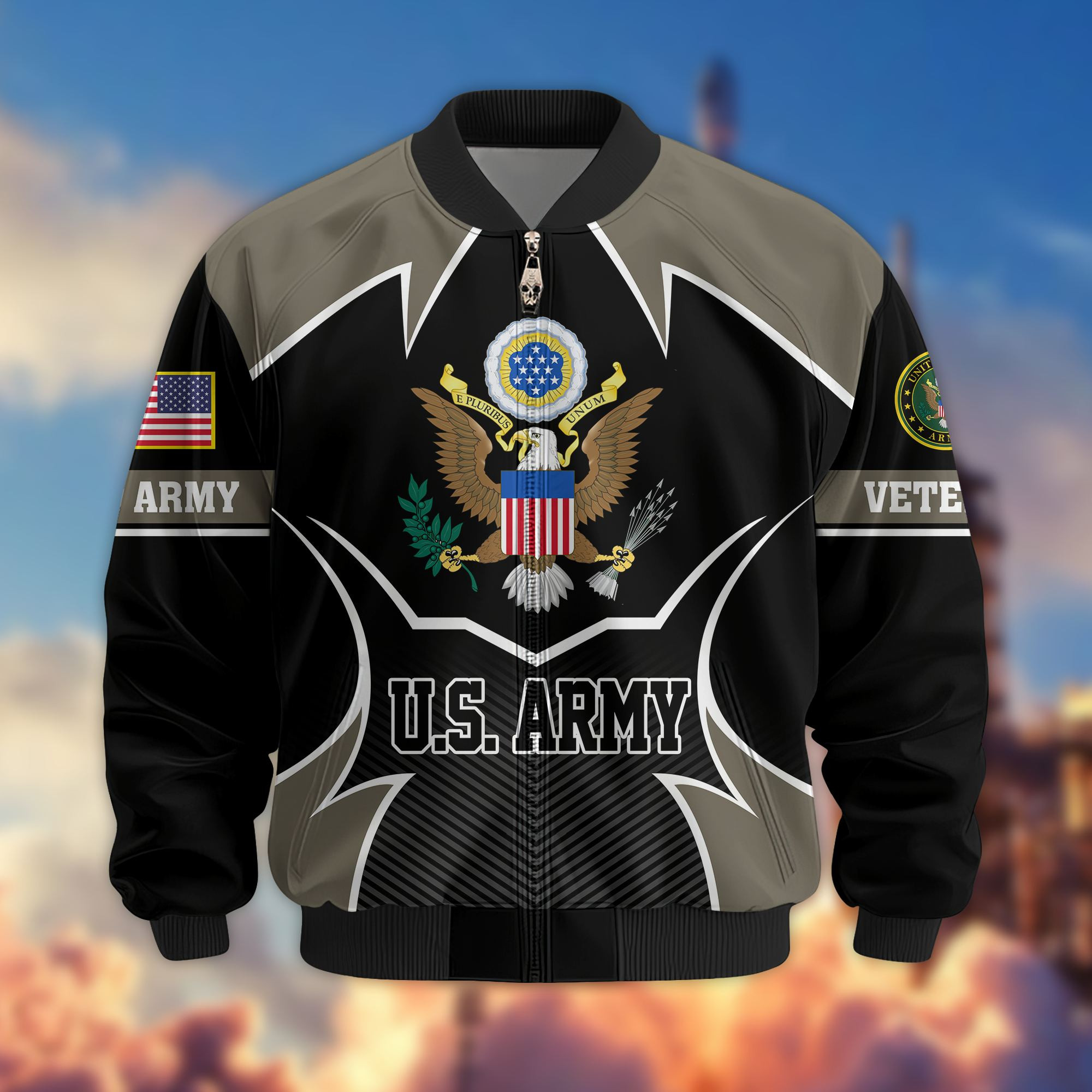 Premium US Veterans Bomber Jacket BPHN270811, Gifts For US Veterans, Gifts On Father’s Day, Veterans Day