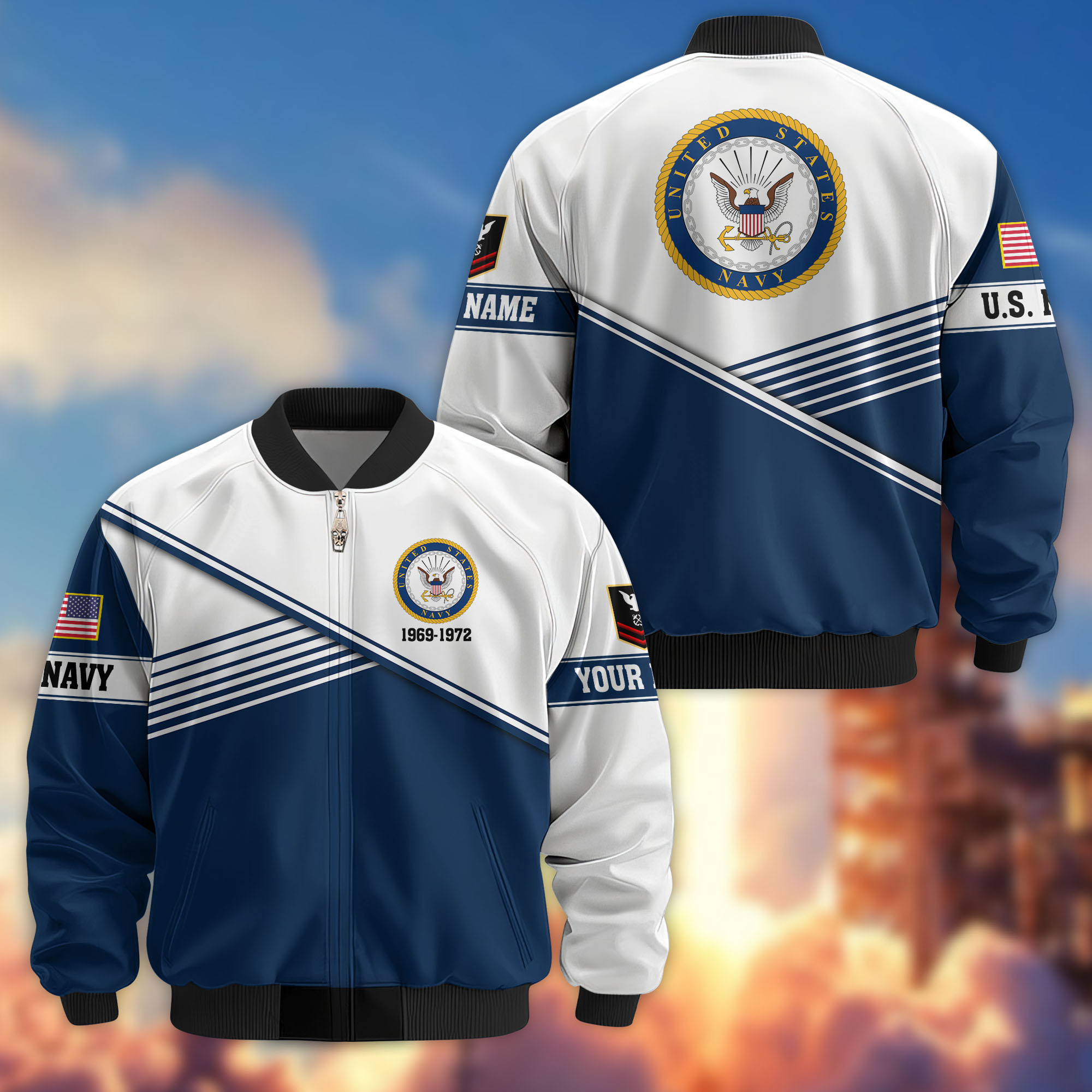 Premium Custom US Navy Veteran Bomber Jacket VPVC805902, Gifts For US Navy Veteran, Gifts On Father’s Day, Veterans Day