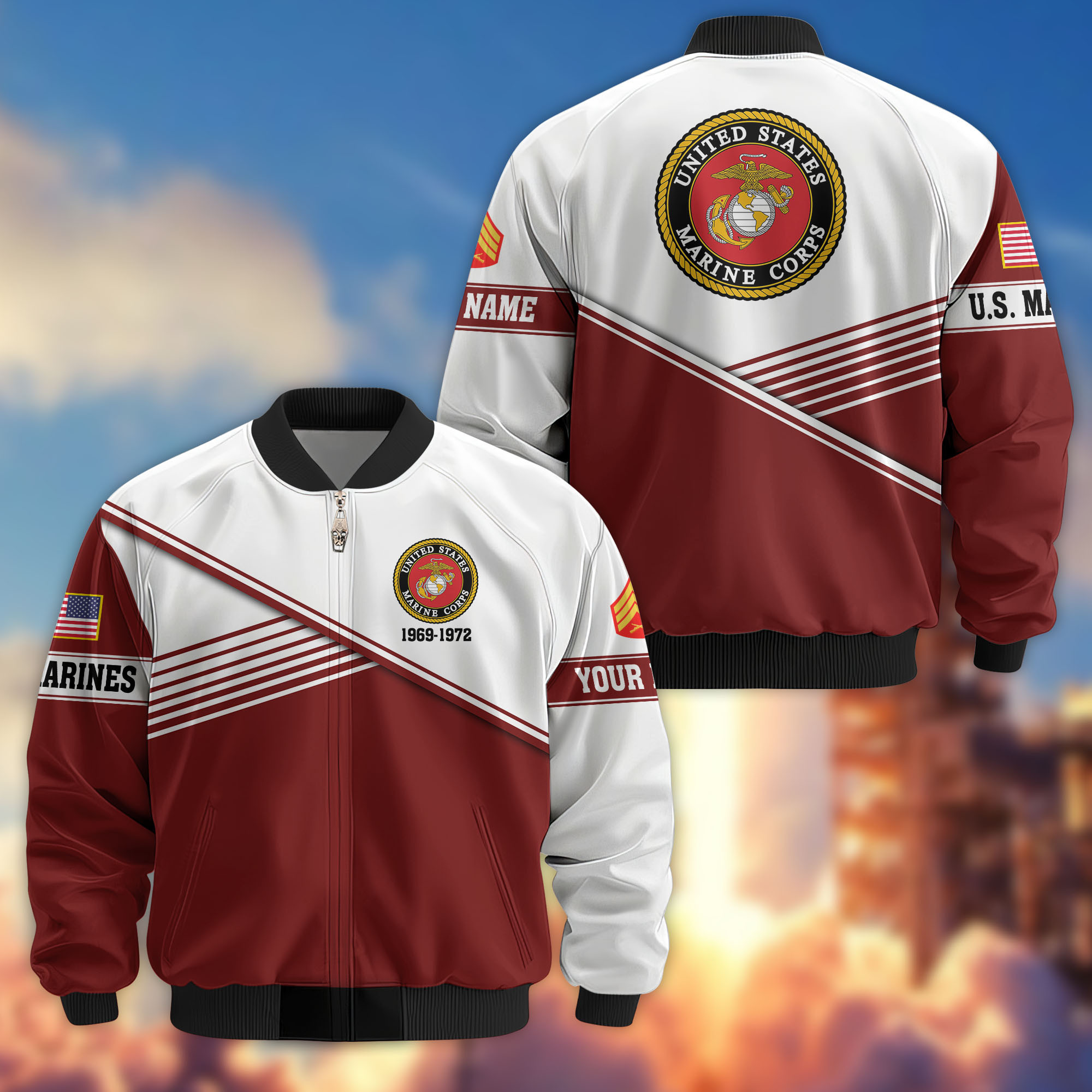 Premium Custom USMC Veteran Bomber Jacket VPVC805903, Gifts For US Marine Veteran, Gifts On Father’s Day, Veterans Day