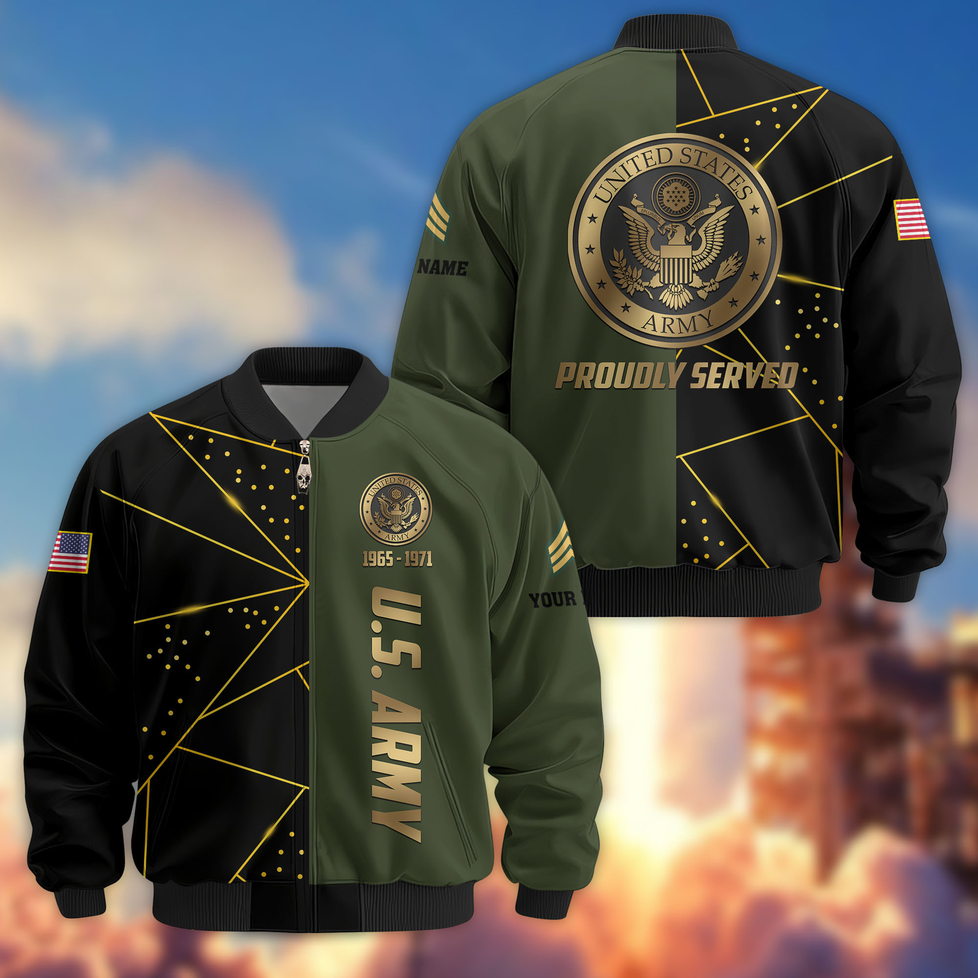 Premium Custom US Army Veteran Bomber Jacket VPVC806001, Gifts For US Army Veteran, Gifts On Father’s Day, Veterans Day