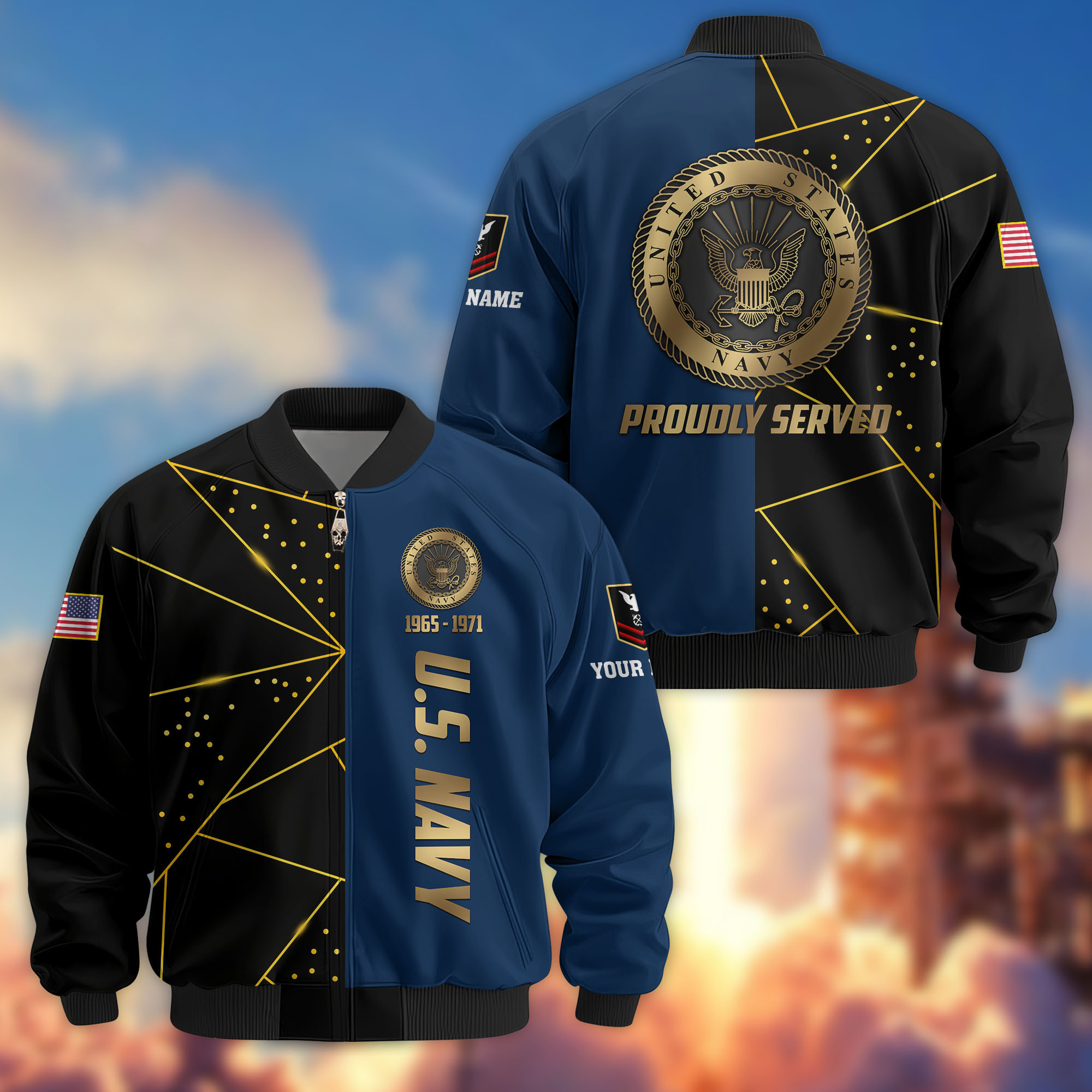 Premium Custom US Navy Veteran Bomber Jacket VPVC806002, Gifts For US Navy Veteran, Gifts On Father’s Day, Veterans Day