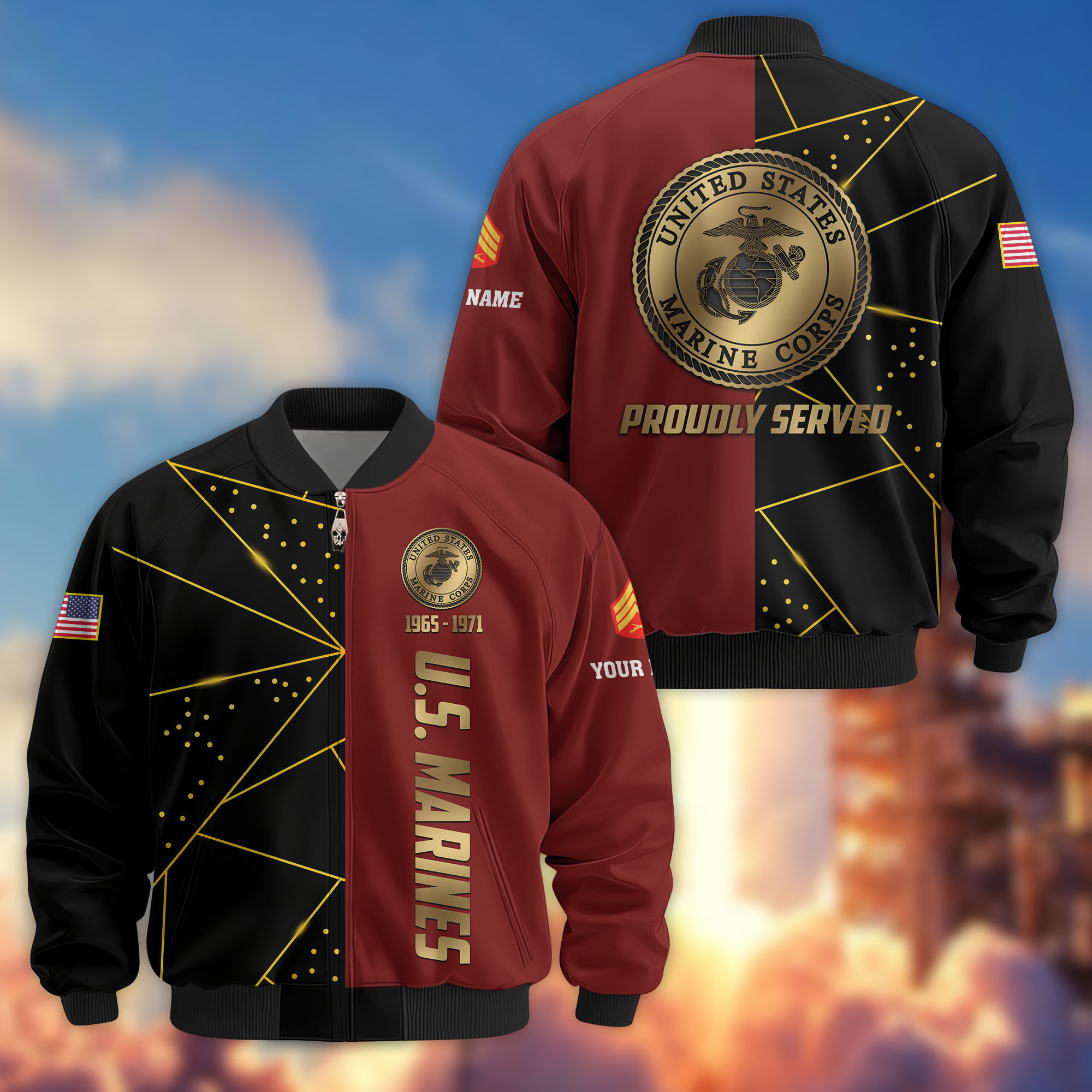 Premium Custom USMC Veteran Bomber Jacket VPVC806003, Gifts For US Marine Veteran, Gifts On Father’s Day, Veterans Day