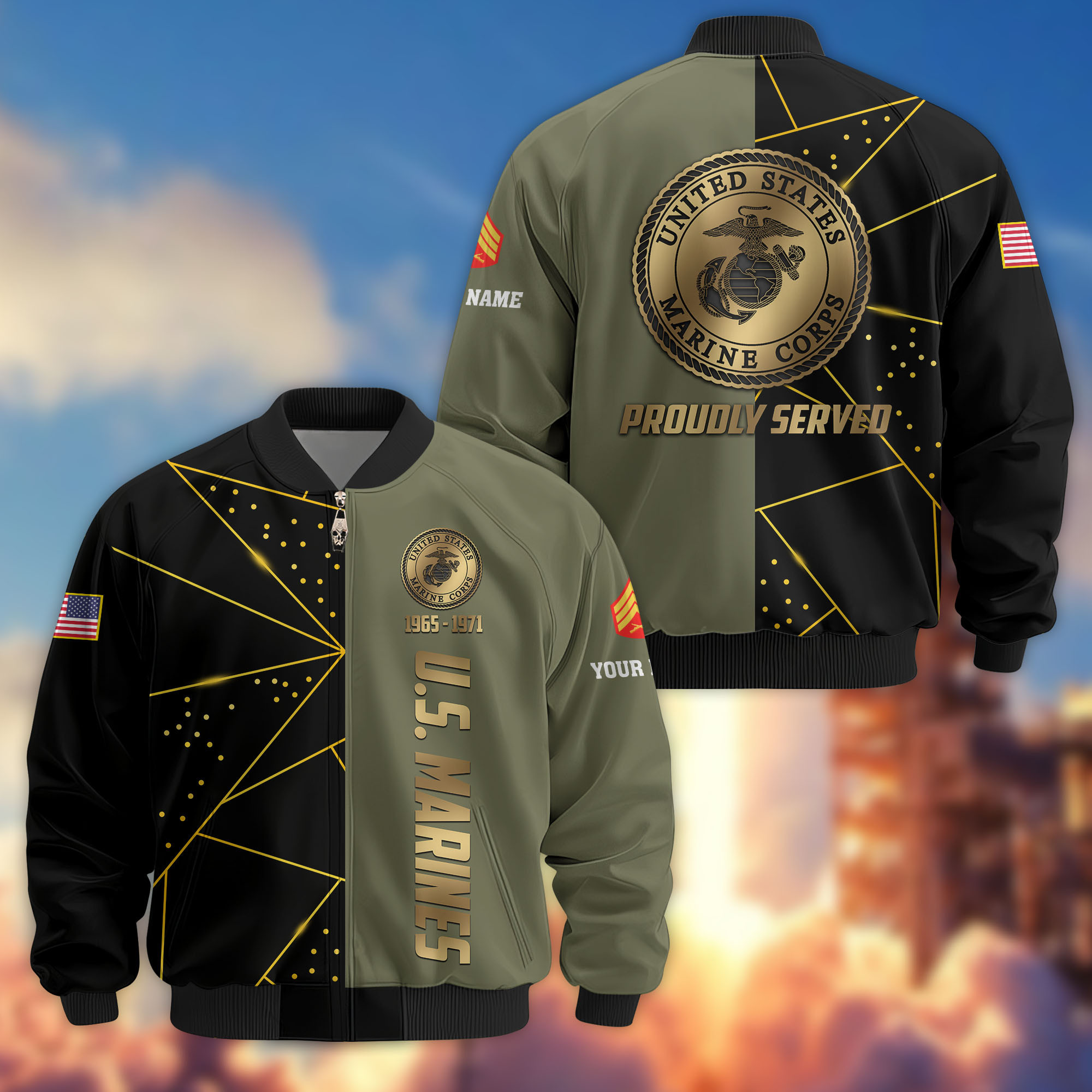 Premium Custom USMC Veteran Bomber Jacket VPVC806011, Gifts For US Marine Veteran, Gifts On Father’s Day, Veterans Day