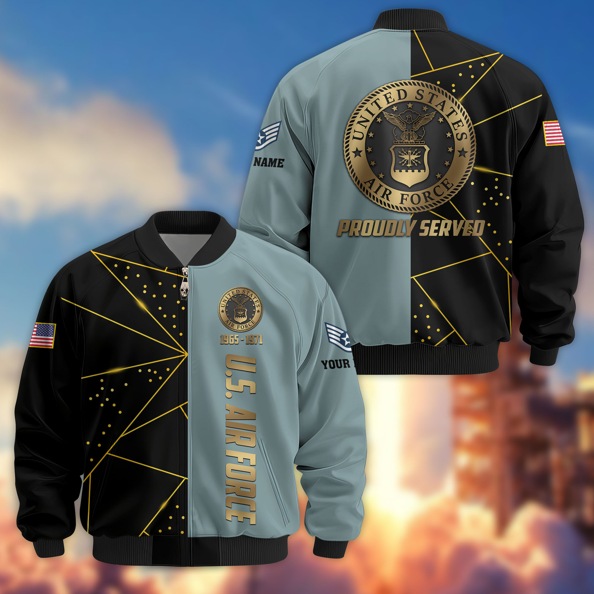 Premium Custom USAF Veteran Bomber Jacket VPVC806004, Gifts For US Air Force Veteran, Gifts On Father’s Day, Veterans Day