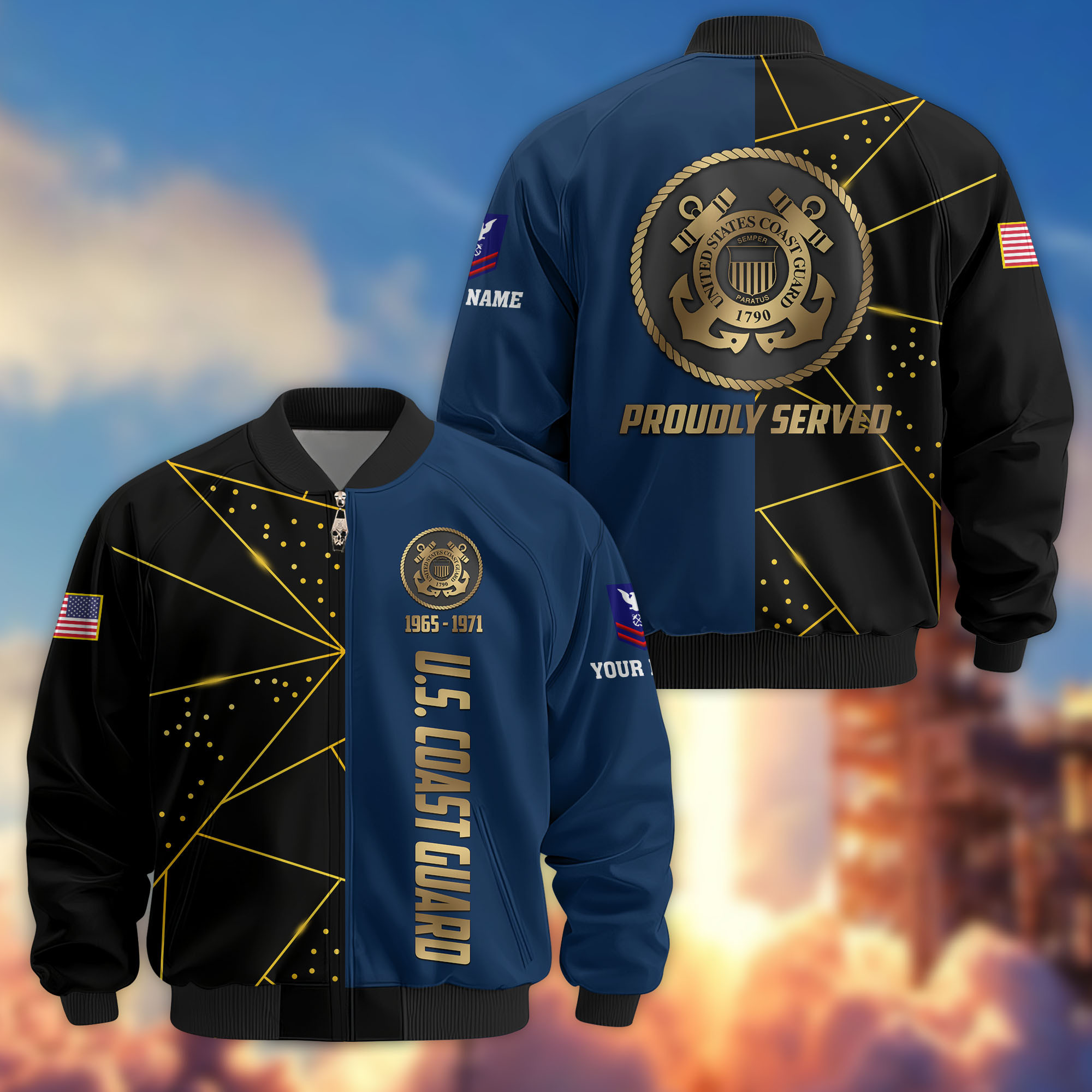 Premium Custom USCG Veteran Bomber Jacket VPVC806005, Gifts For Coast Guard Veteran, Gifts On Father’s Day, Veterans Day