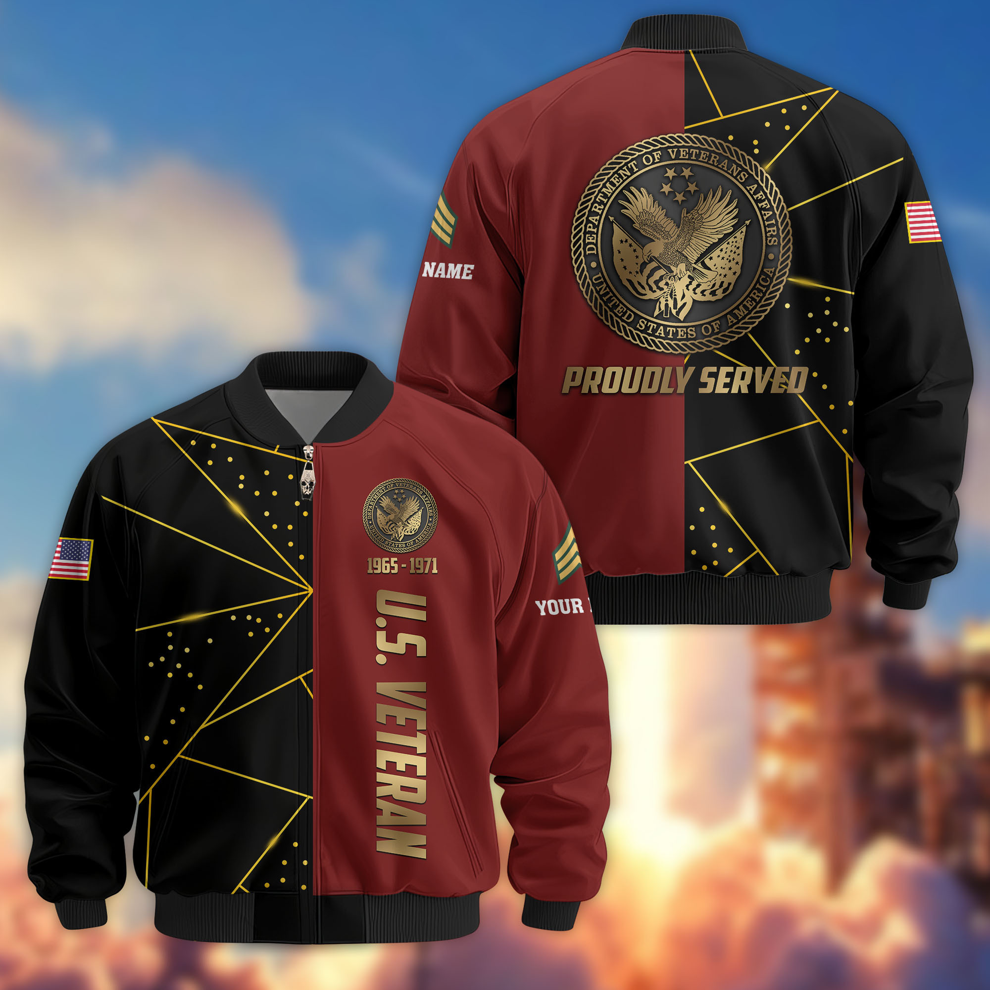 Premium Custom US Veteran Bomber Jacket VPVC806007, Gifts For US Veteran, Gifts On Father’s Day, Veterans Day