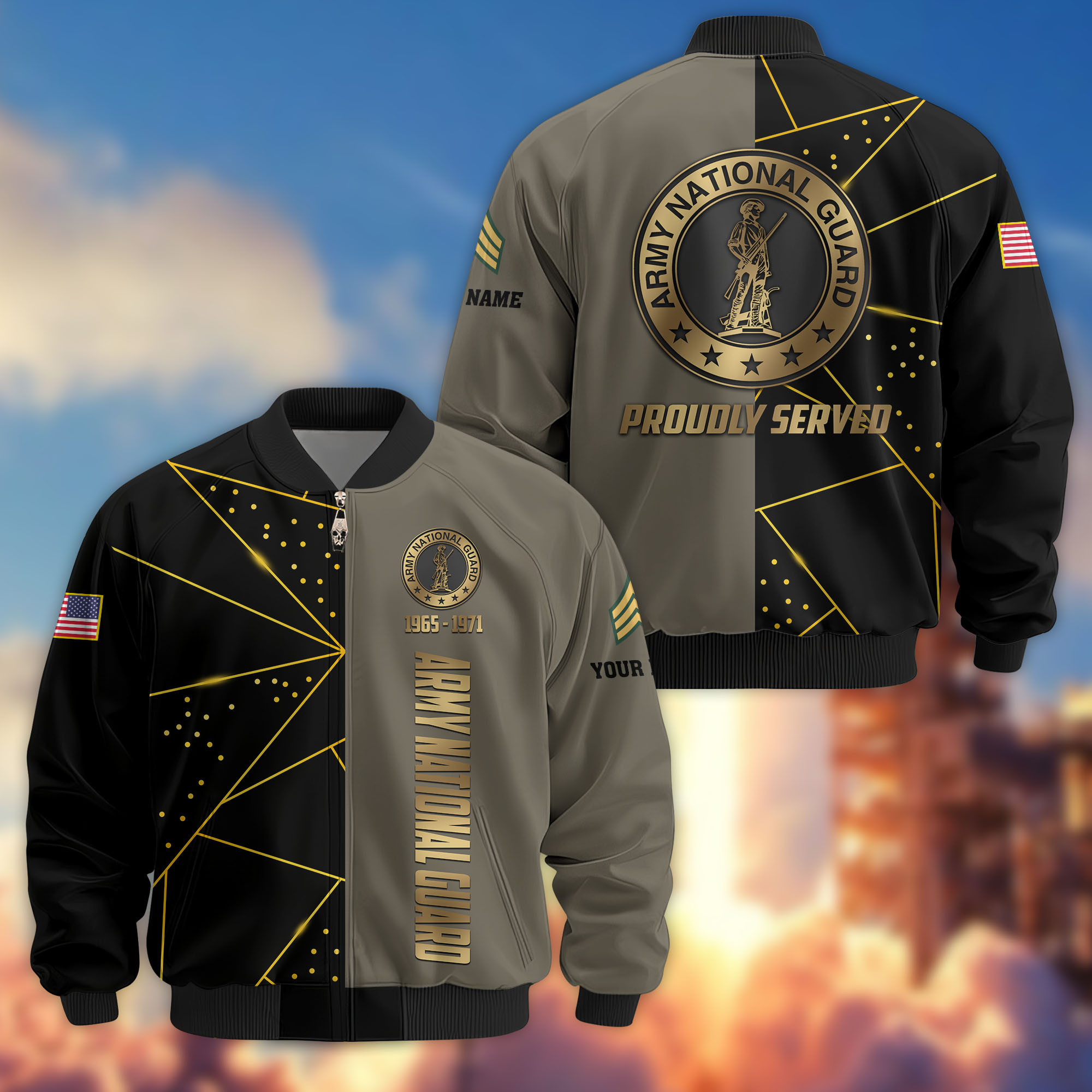 Premium Custom US Army National Guard Veteran Bomber Jacket VPVC806008, Gifts For Army National Guard Veteran, Gifts On Father’s Day, Veterans Day