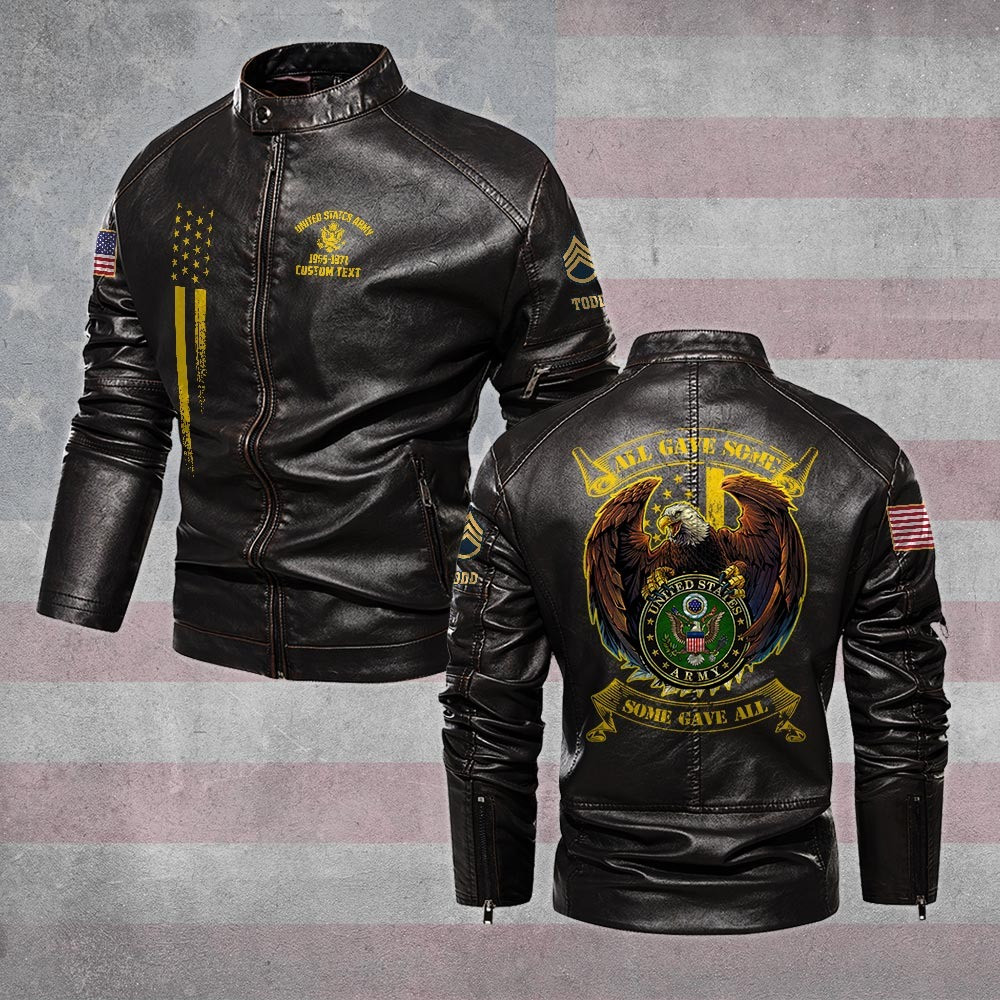 Premium US Army Veteran Leather Jacket VPVC702307, Gifts For Army Veteran, Gifts On Father’s Day, Veterans Day
