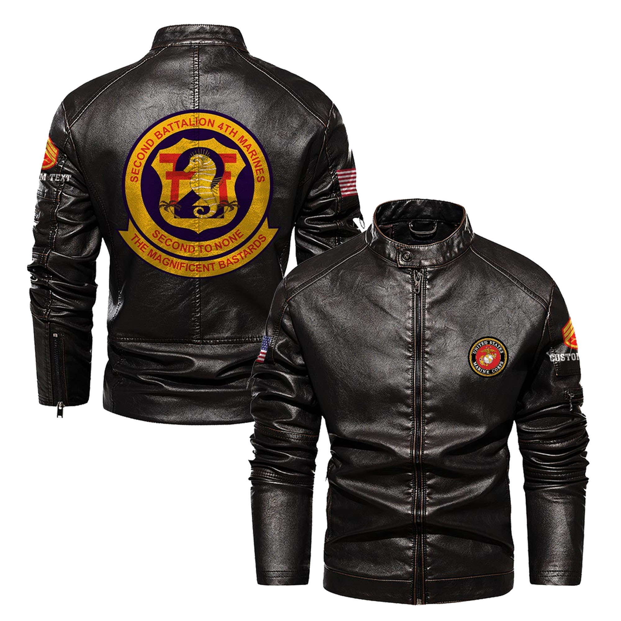 Premium Custom Unit USMC Veteran Leather Jacket VPVC702314, Gifts For Marine Veteran, Gifts On Father’s Day, Veterans Day