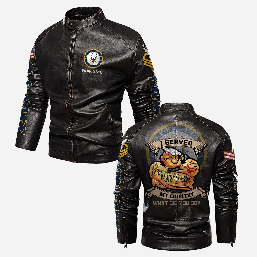 Premium Custom US Navy Veteran Leather Jacket VPVC702316, Gifts For Navy Veteran, Gifts On Father’s Day, Veterans Day
