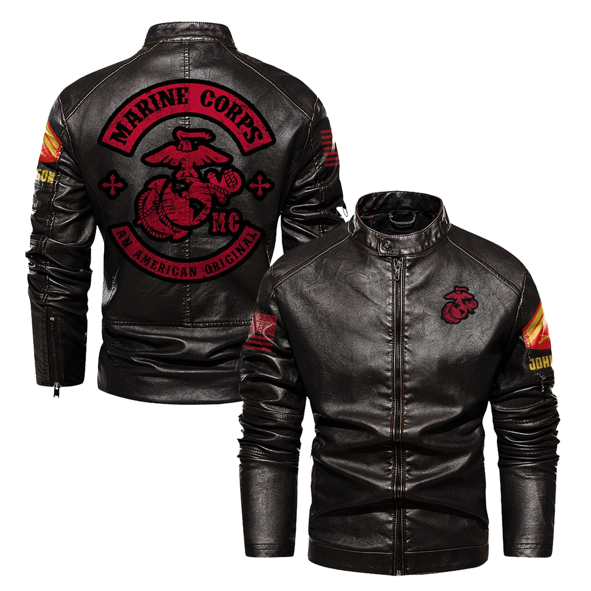 Premium Custom USMC Veteran Leather Jacket VPVC702319, Gifts For Marine Veteran, Gifts On Father’s Day, Veterans Day