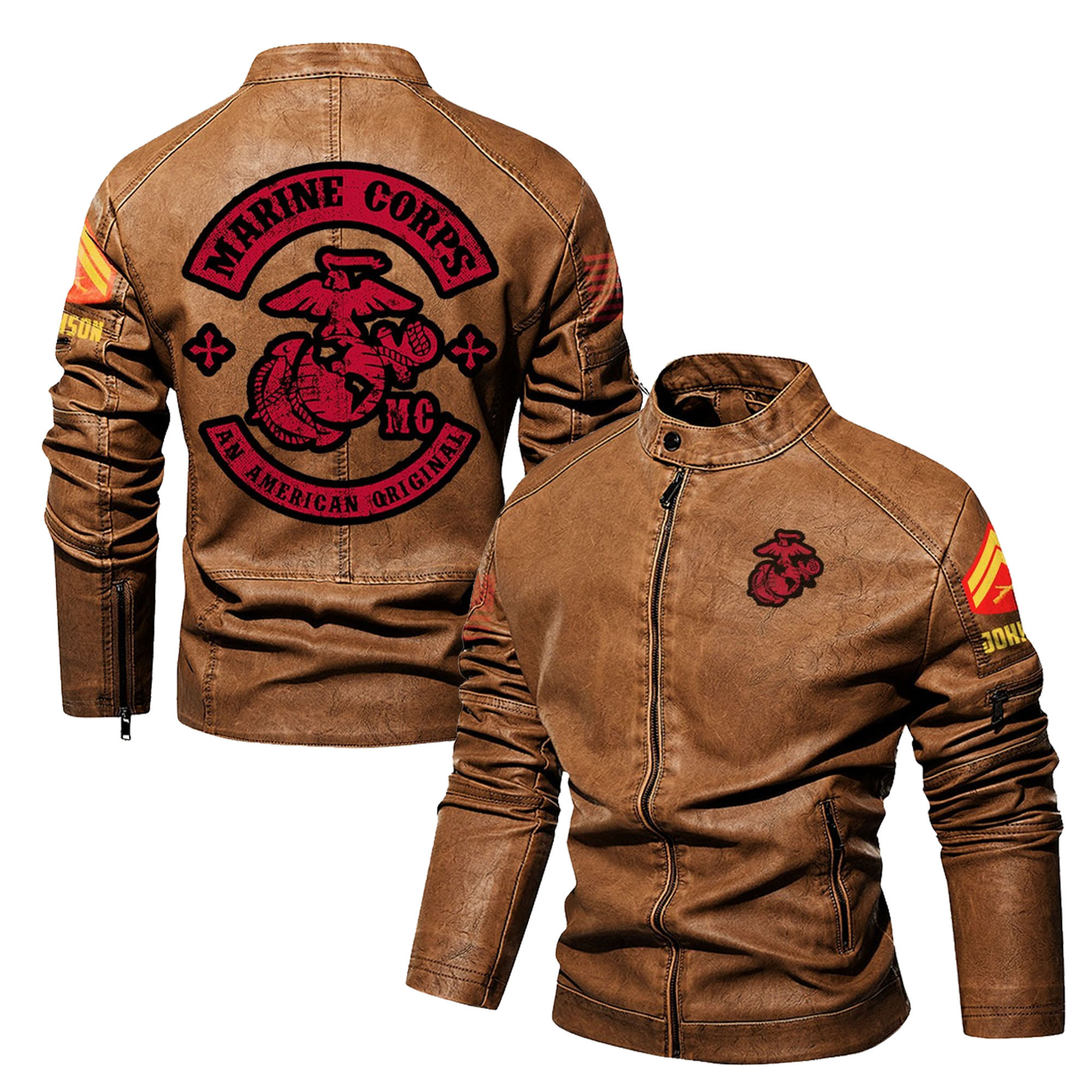 Premium Custom USMC Veteran Leather Jacket VPVC702320, Gifts For Marine Veteran, Gifts On Father’s Day, Veterans Day
