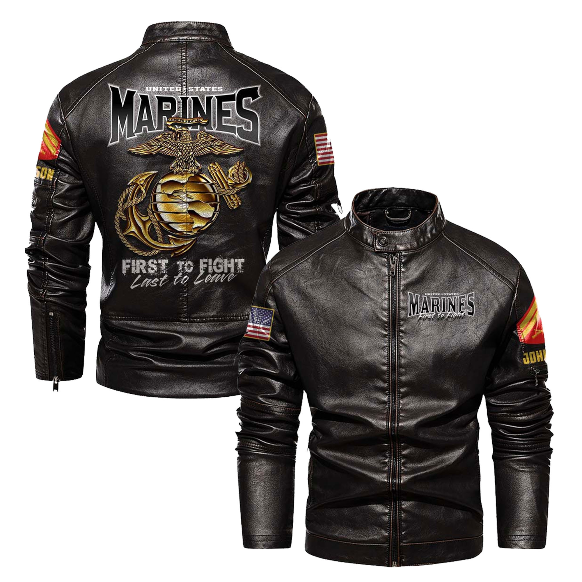 Premium Custom USMC Veteran Leather Jacket VPVC702322, Gifts For Marine Veteran, Gifts On Father’s Day, Veterans Day