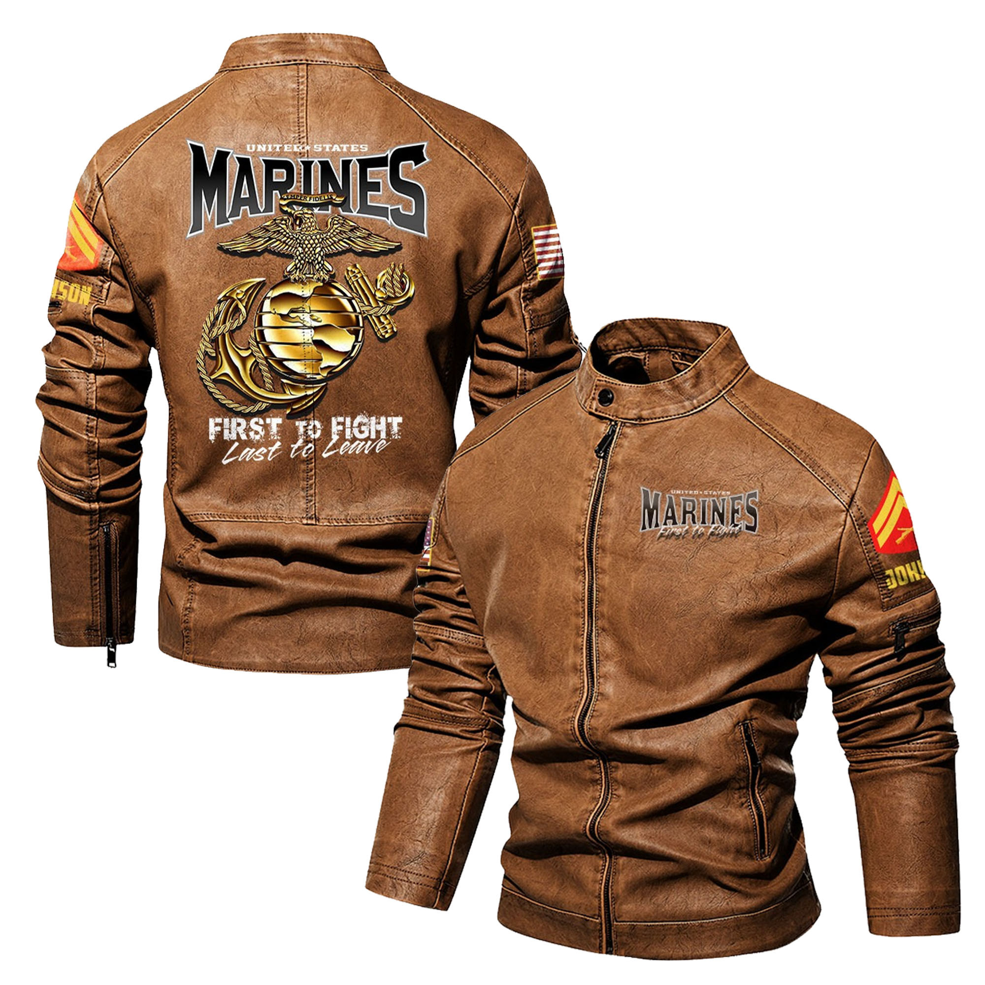 Premium Custom USMC Veteran Leather Jacket VPVC702323, Gifts For Marine Veteran, Gifts On Father’s Day, Veterans Day
