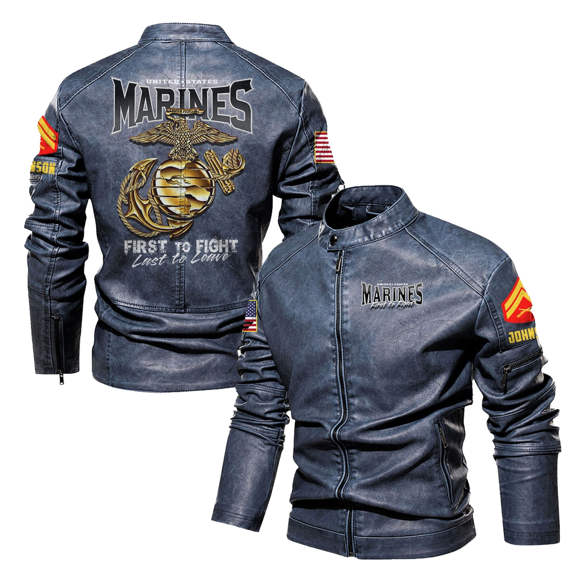 Premium Custom USMC Veteran Leather Jacket VPVC702324, Gifts For Marine Veteran, Gifts On Father’s Day, Veterans Day