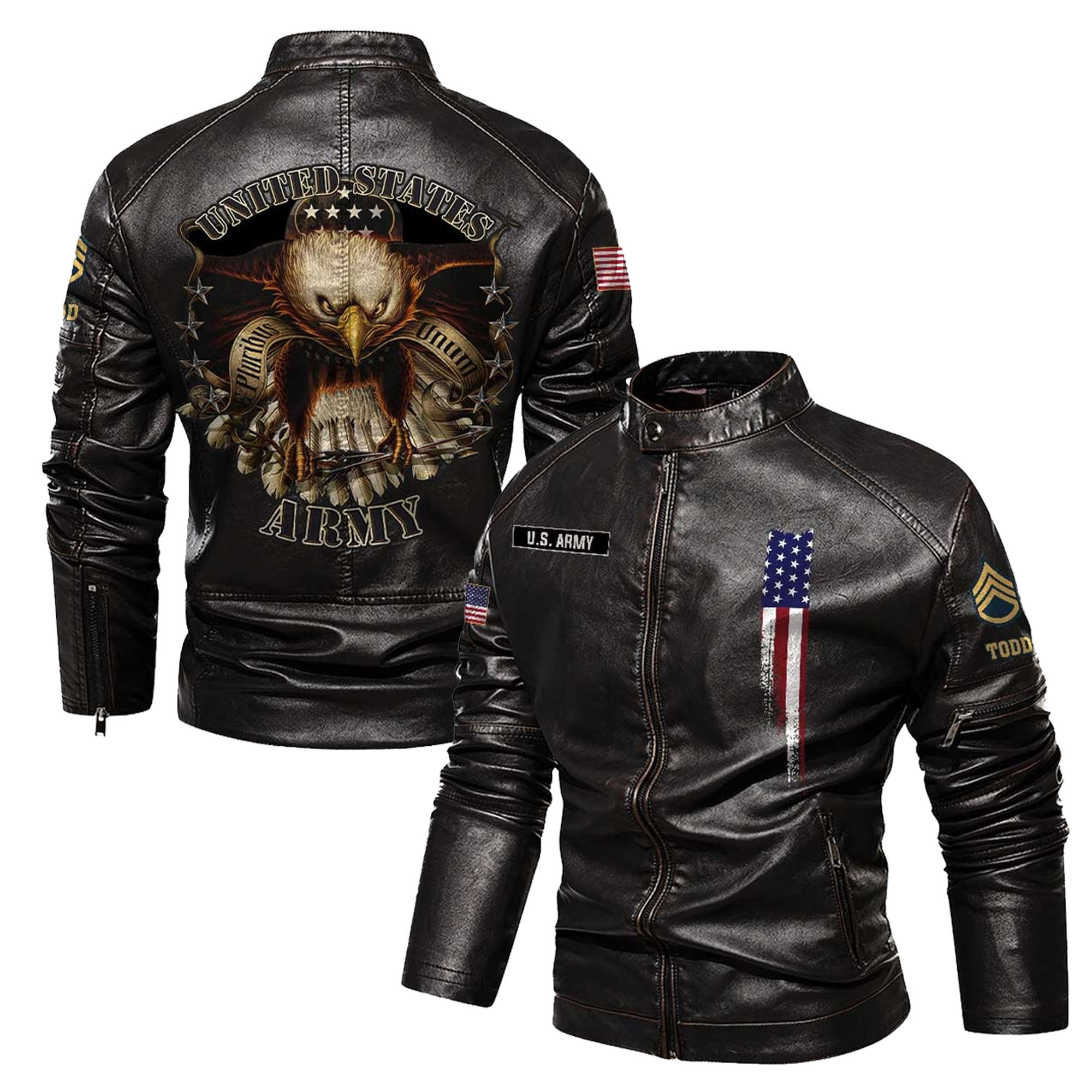 Premium Custom US Army Veteran Leather Jacket VPVC702328, Gifts For Army Veteran, Gifts On Father’s Day, Veterans Day