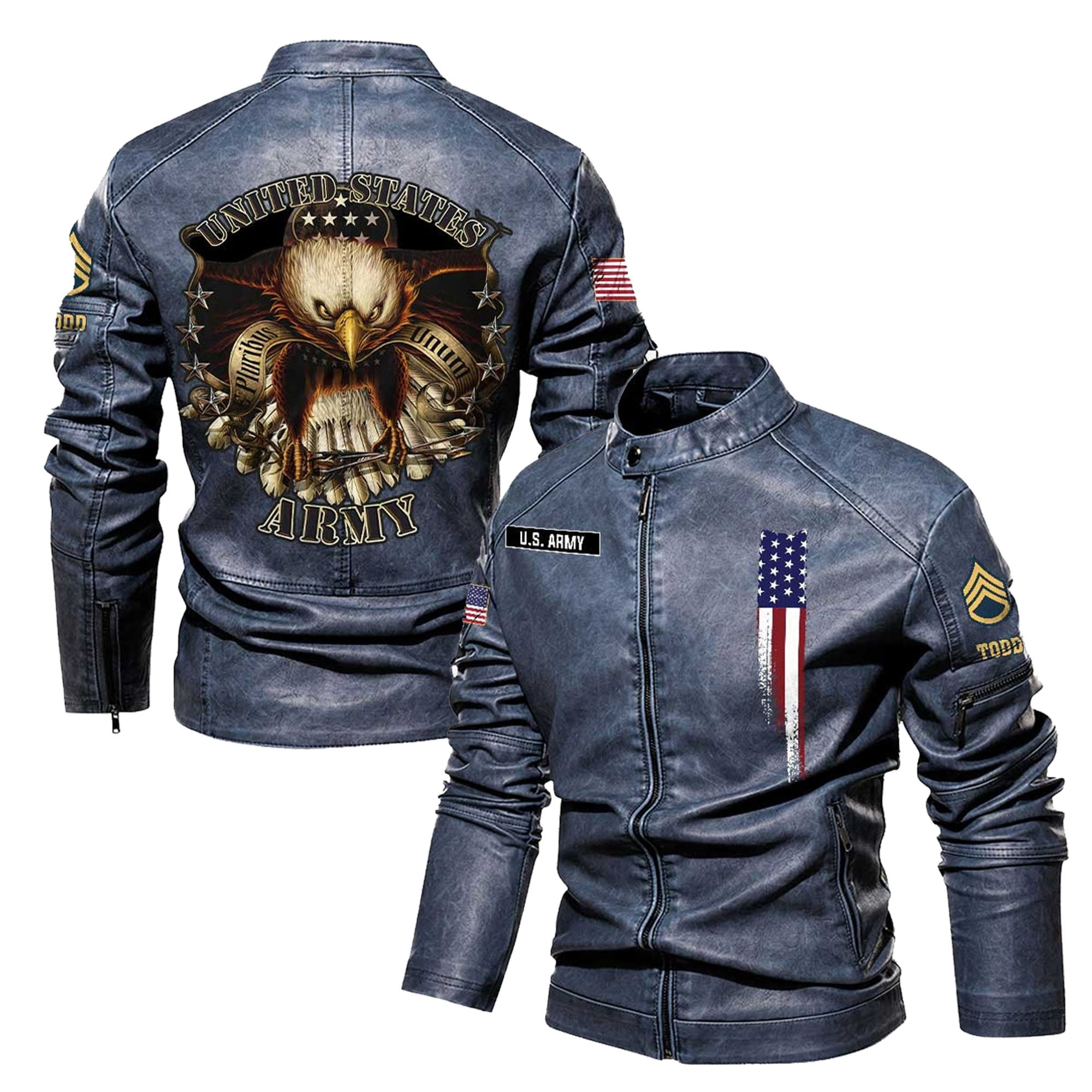 Premium Custom US Army Veteran Leather Jacket VPVC702330, Gifts For Army Veteran, Gifts On Father’s Day, Veterans Day