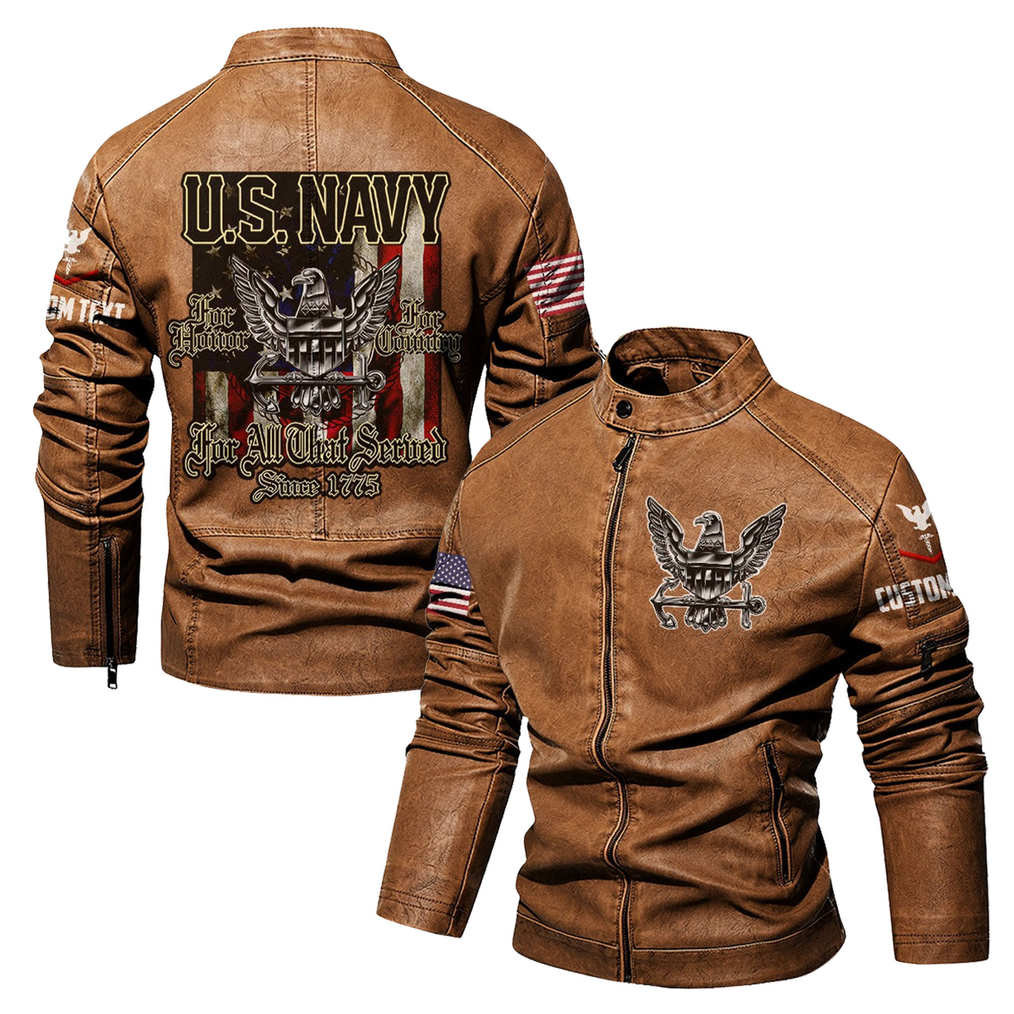 Premium Custom US Navy Veteran Leather Jacket VPVC702332, Gifts For Navy Veteran, Gifts On Father’s Day, Veterans Day