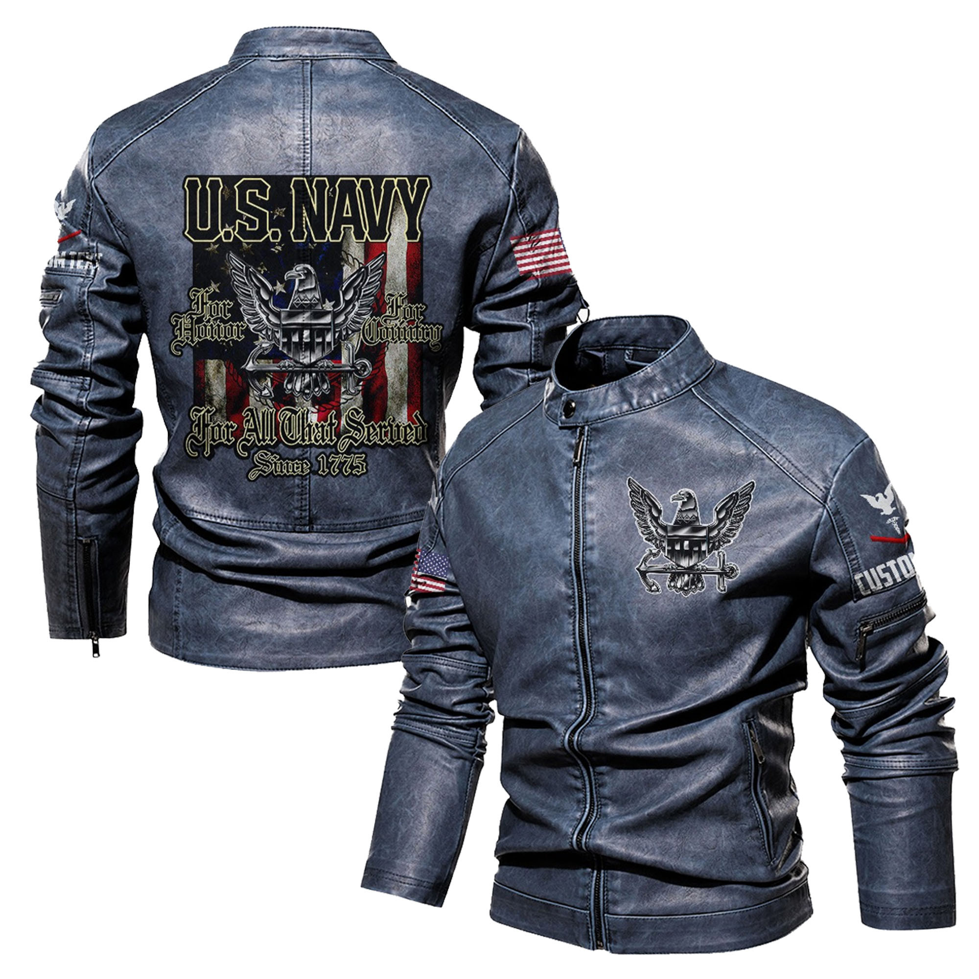 Premium Custom US Navy Veteran Leather Jacket VPVC702333, Gifts For Navy Veteran, Gifts On Father’s Day, Veterans Day