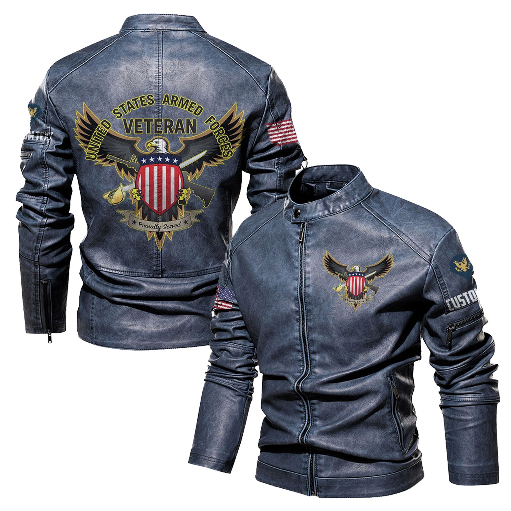 Premium Custom US Veteran Leather Jacket VPVC702336, Gifts For US Veteran, Gifts On Father’s Day, Veterans Day