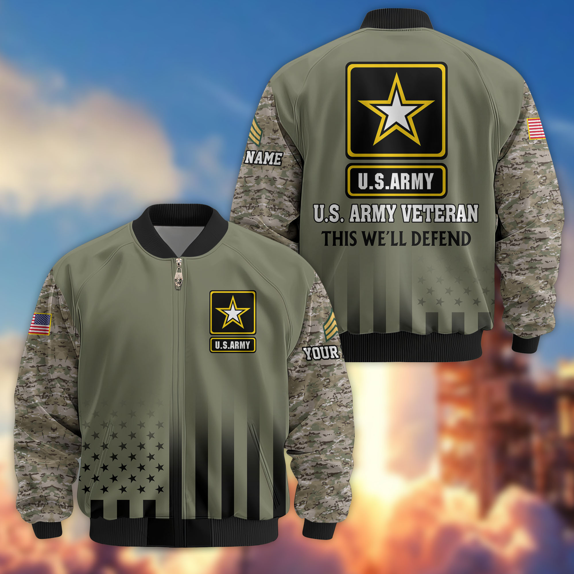 Premium Custom US Army Veteran Bomber Jacket VPVC806301, Gifts For US Army Veteran, Gifts On Father’s Day, Veterans Day