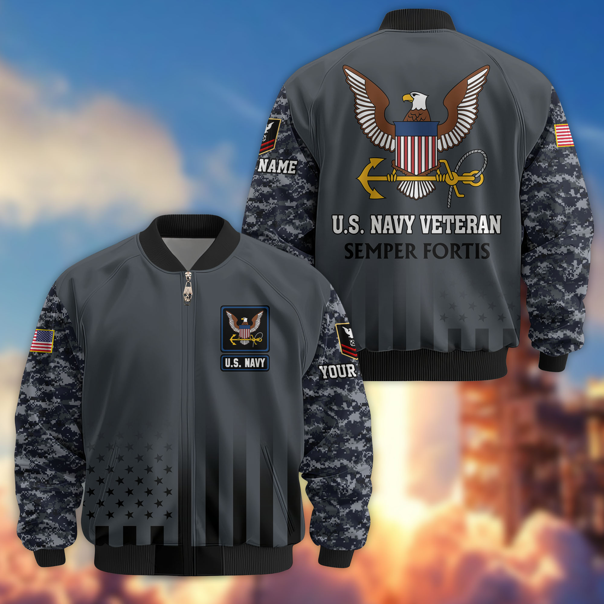 Premium Custom US Navy Veteran Bomber Jacket VPVC806302, Gifts For US Navy Veteran, Gifts On Father’s Day, Veterans Day