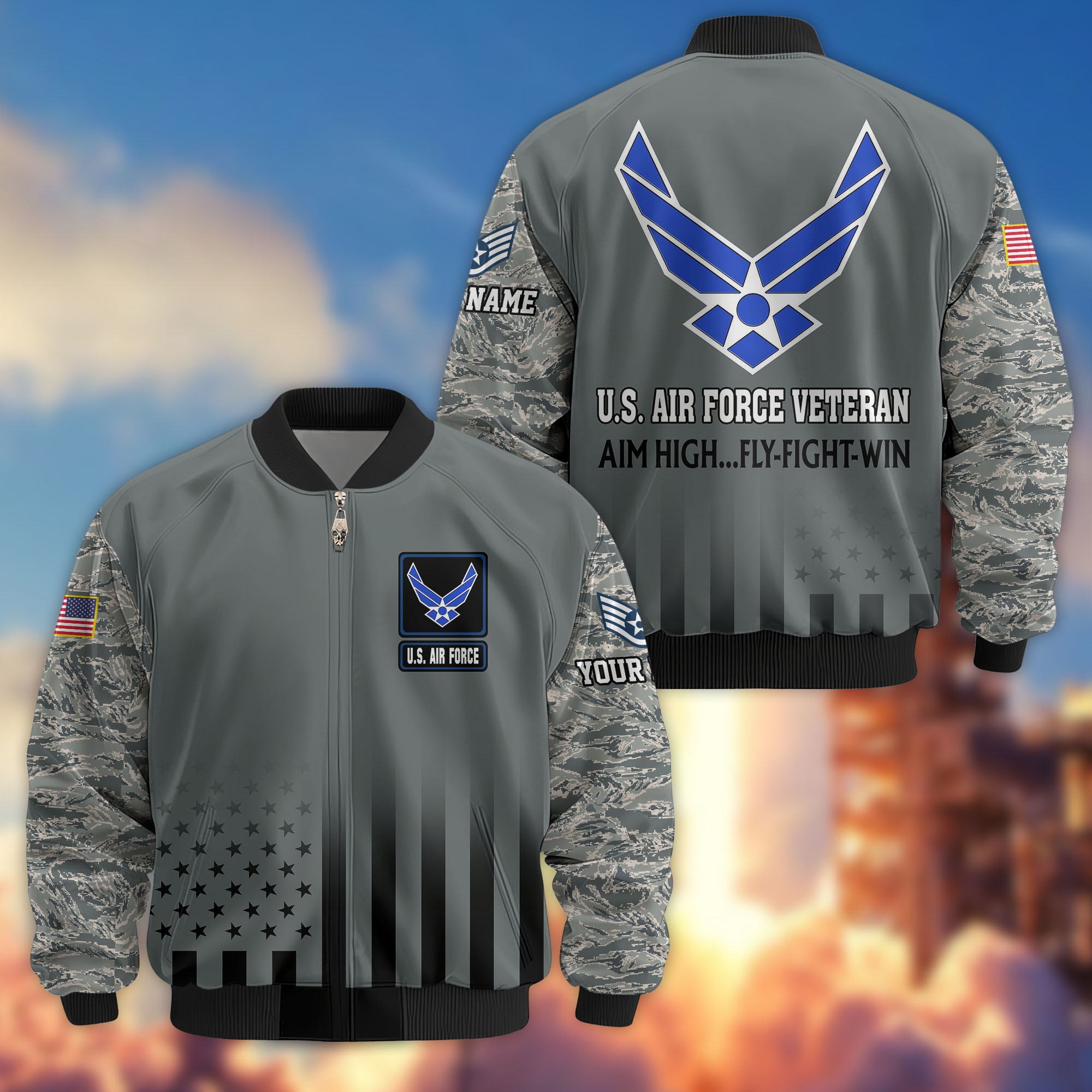 Premium Custom USAF Veteran Bomber Jacket VPVC806304, Gifts For US Air Force Veteran, Gifts On Father’s Day, Veterans Day
