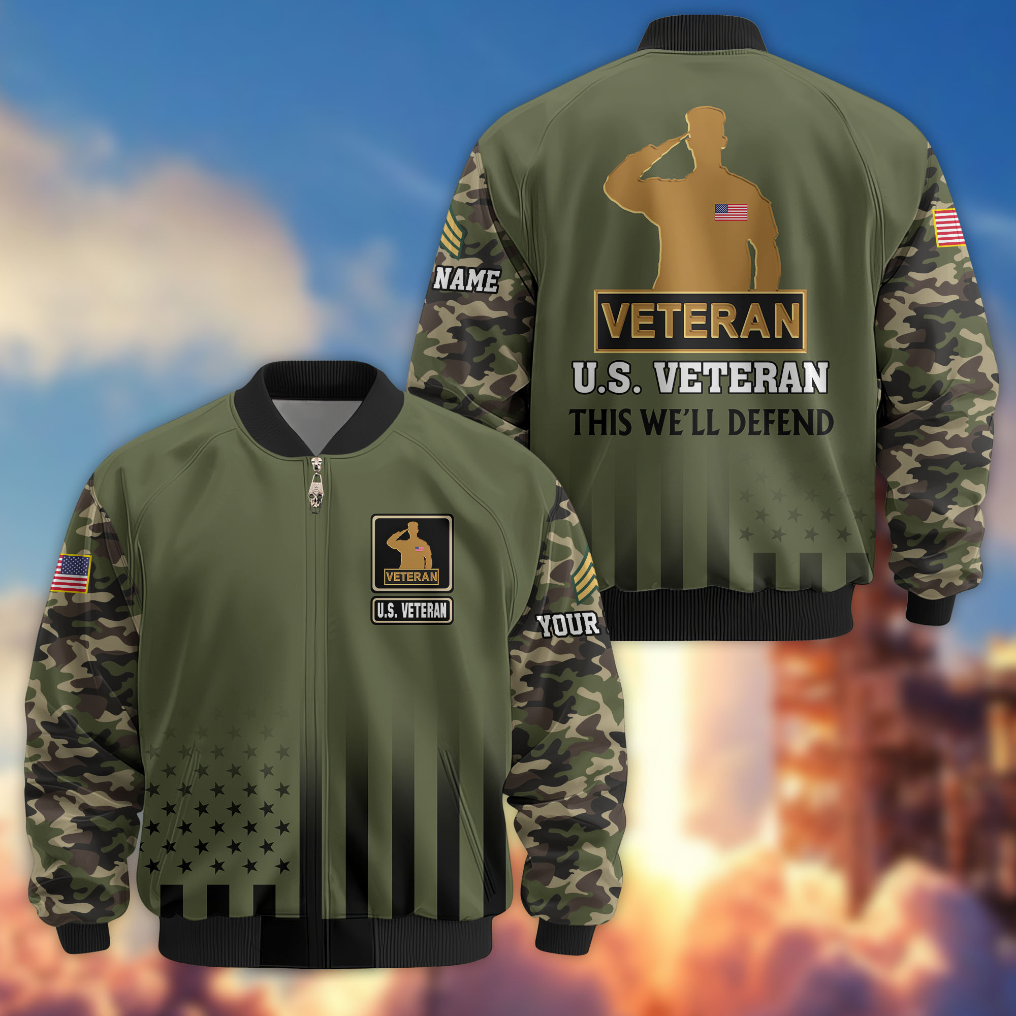 Premium Custom US Veteran Bomber Jacket VPVC806307, Gifts For US Veteran, Gifts On Father’s Day, Veterans Day