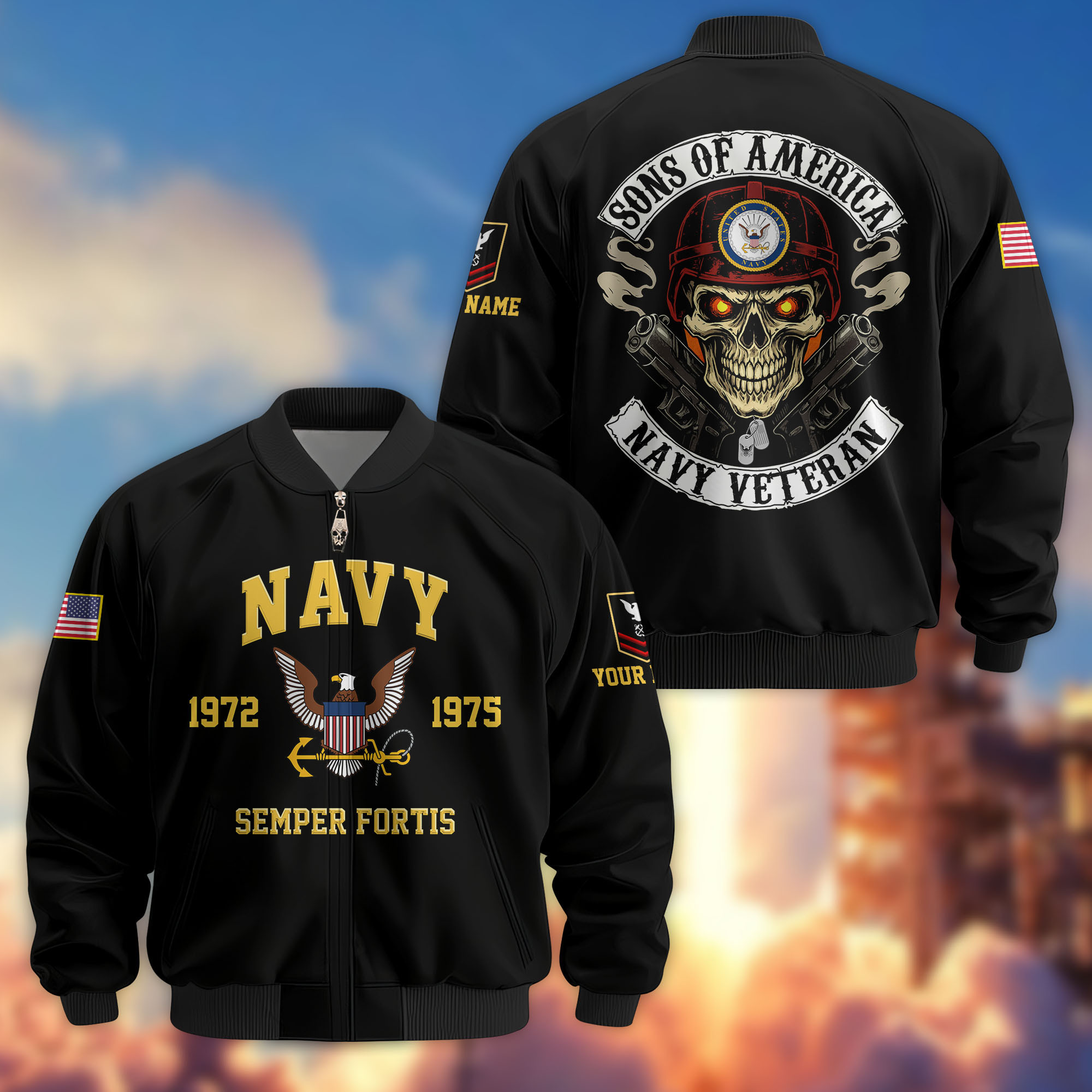 Premium Custom US Navy Veteran Bomber Jacket VPVC806402, Gifts For US Navy Veteran, Gifts On Father’s Day, Veterans Day
