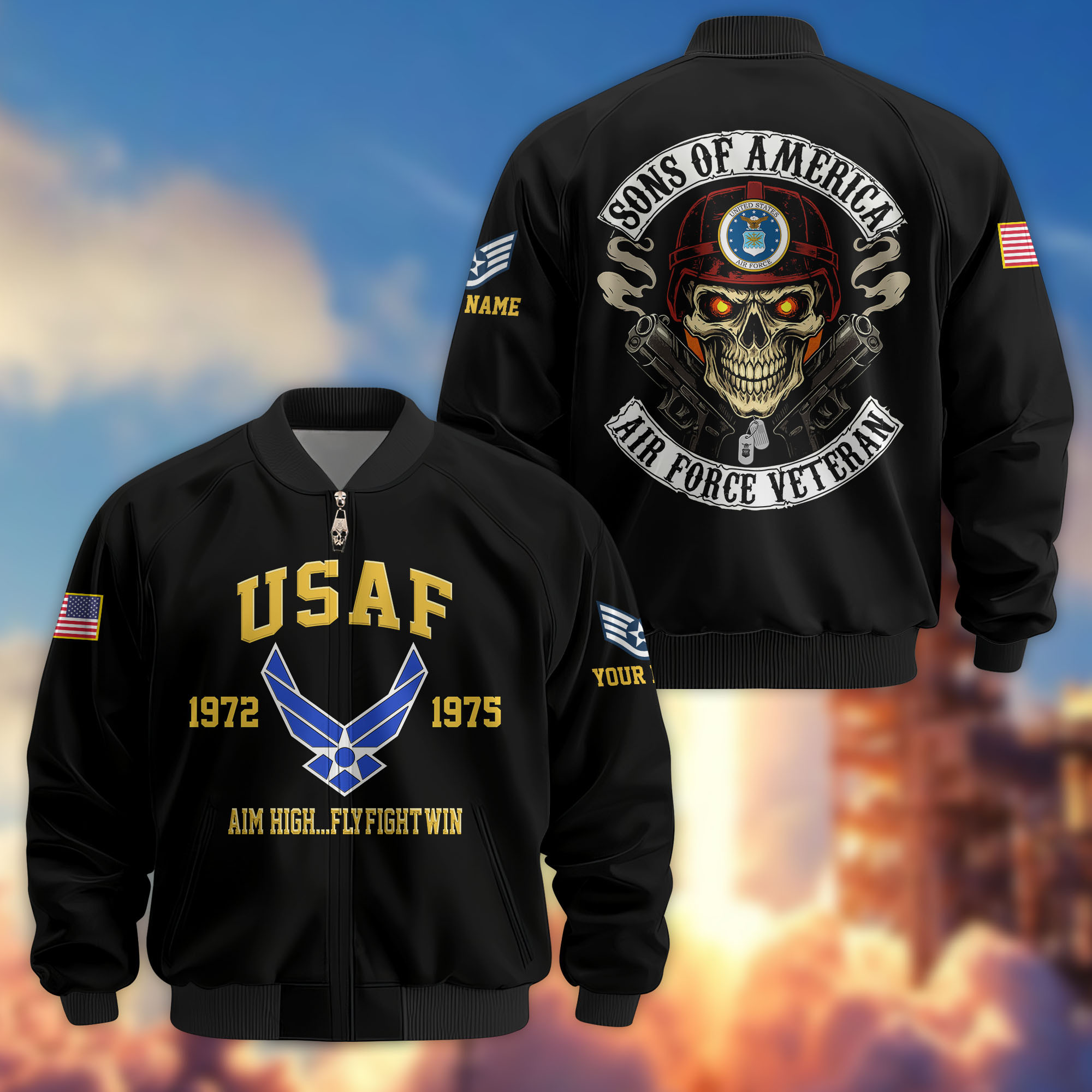 Premium Custom USAF Veteran Bomber Jacket VPVC806404, Gifts For US Air Force Veteran, Gifts On Father’s Day, Veterans Day