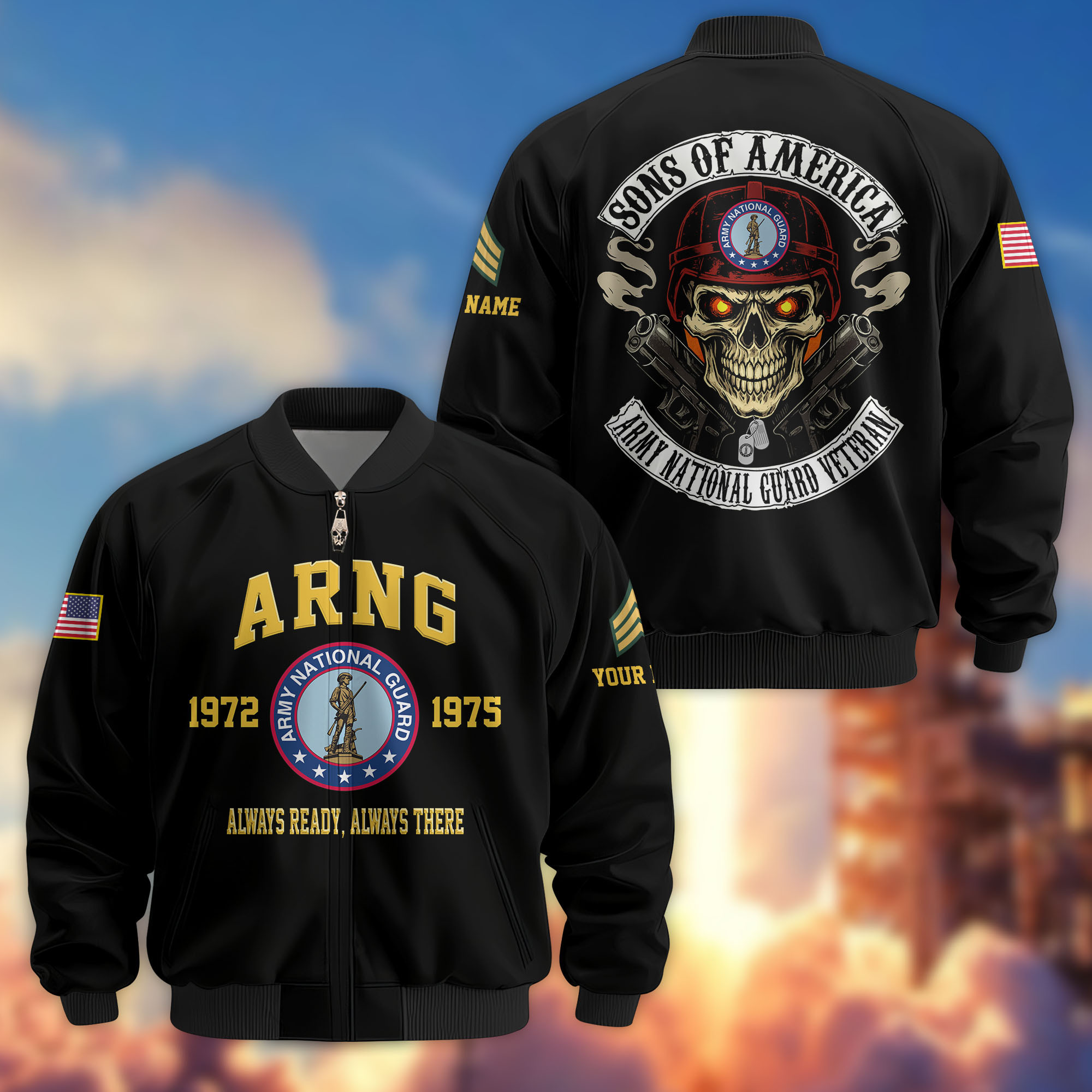 Premium Custom US Army National Guard Veteran Bomber Jacket VPVC806408, Gifts For Army National Guard Veteran, Gifts On Father’s Day, Veterans Day