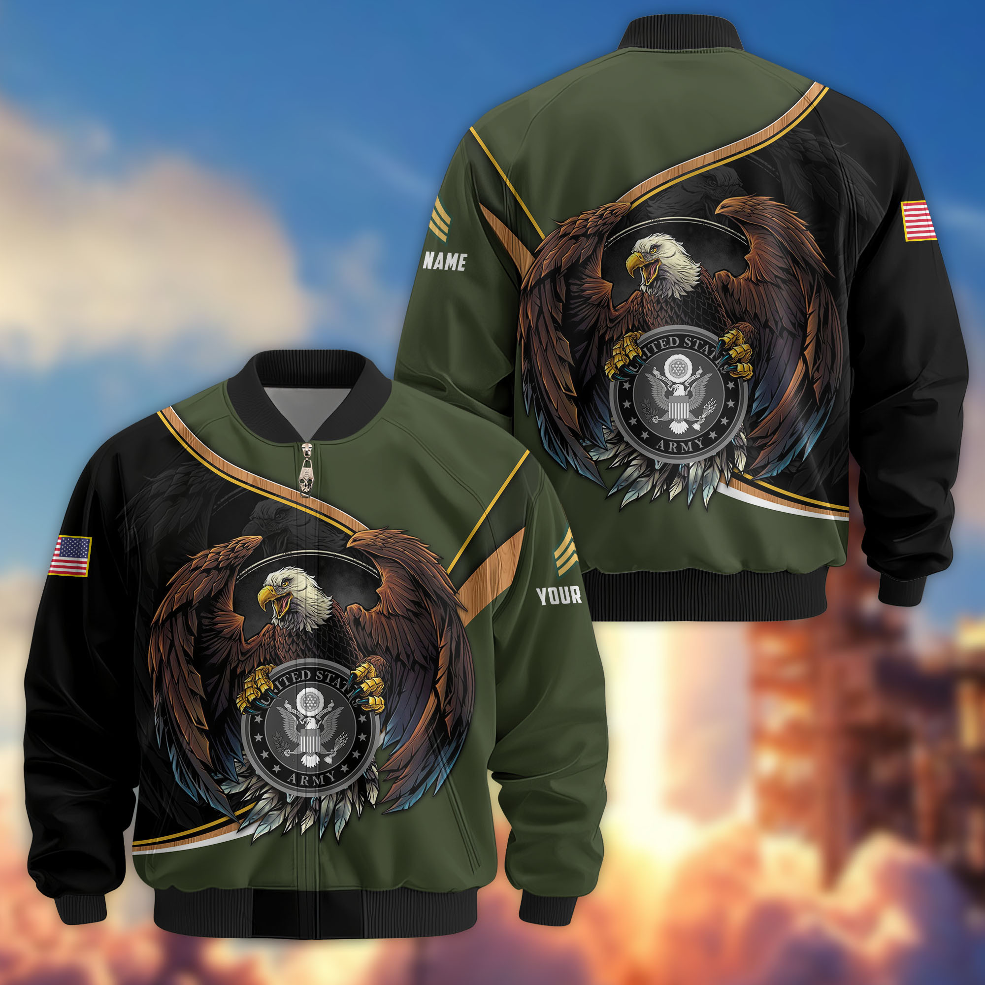 Premium Custom US Army Veteran Bomber Jacket VPVC806501, Gifts For US Army Veteran, Gifts On Father’s Day, Veterans Day