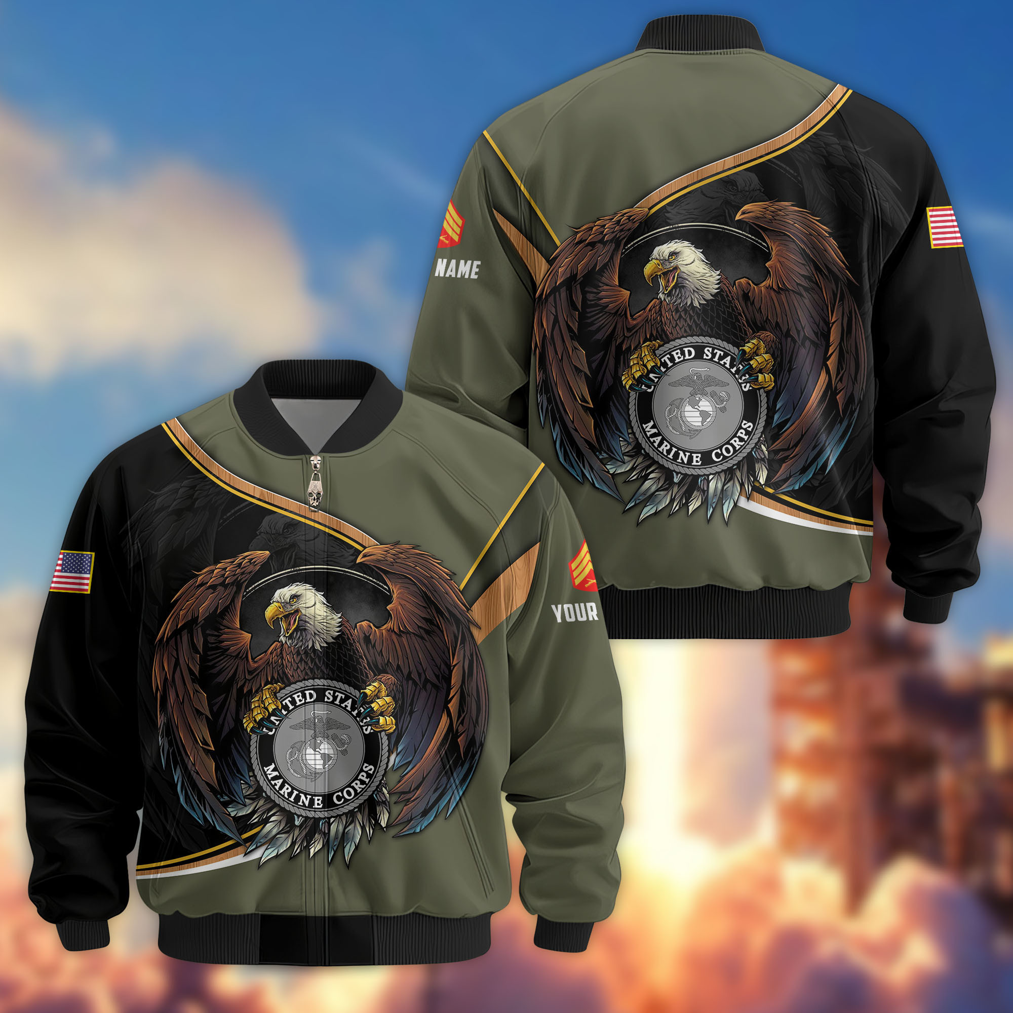 Premium Custom USMC Veteran Bomber Jacket VPVC806511, Gifts For US Marine Veteran, Gifts On Father’s Day, Veterans Day