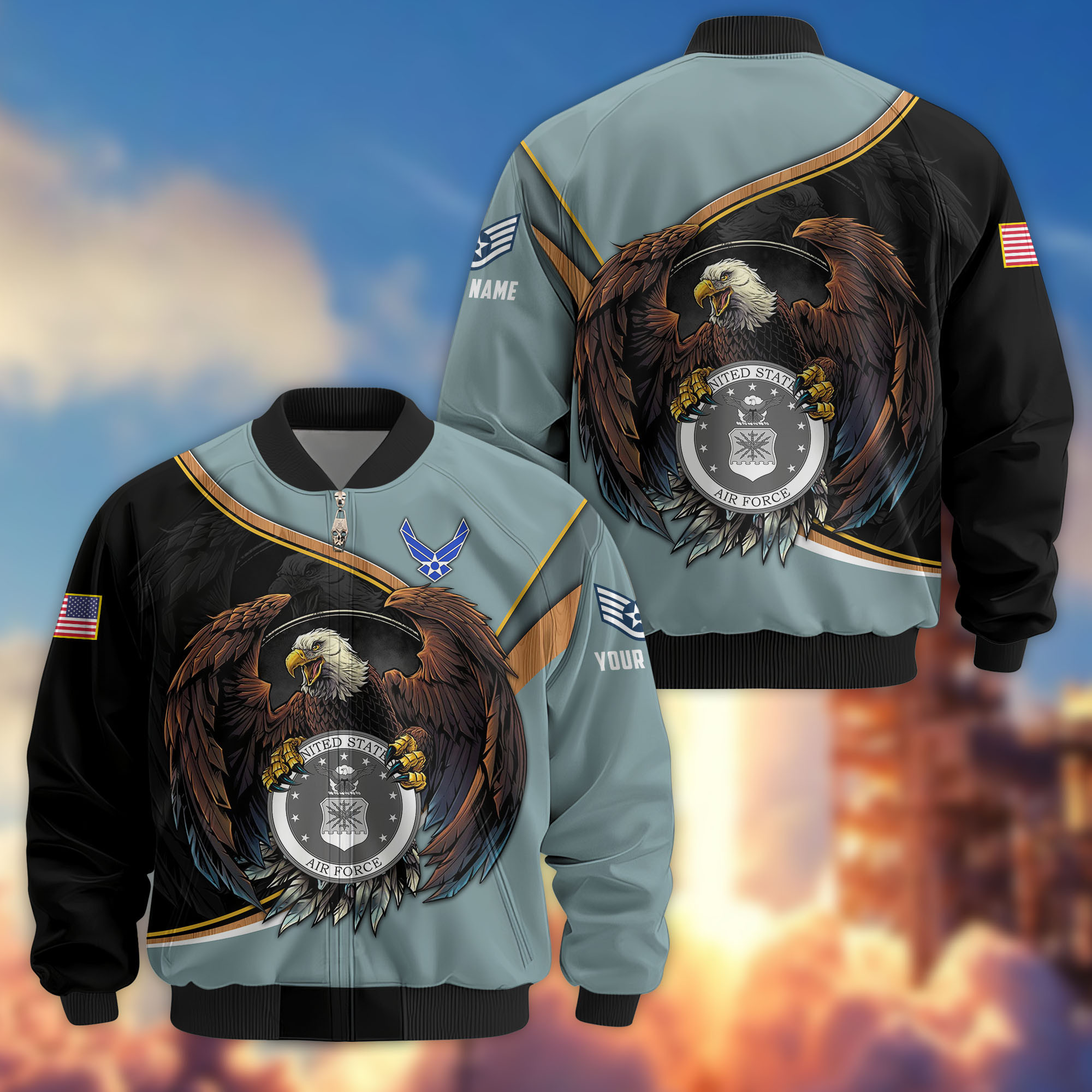 Premium Custom USAF Veteran Bomber Jacket VPVC806504, Gifts For US Air Force Veteran, Gifts On Father’s Day, Veterans Day