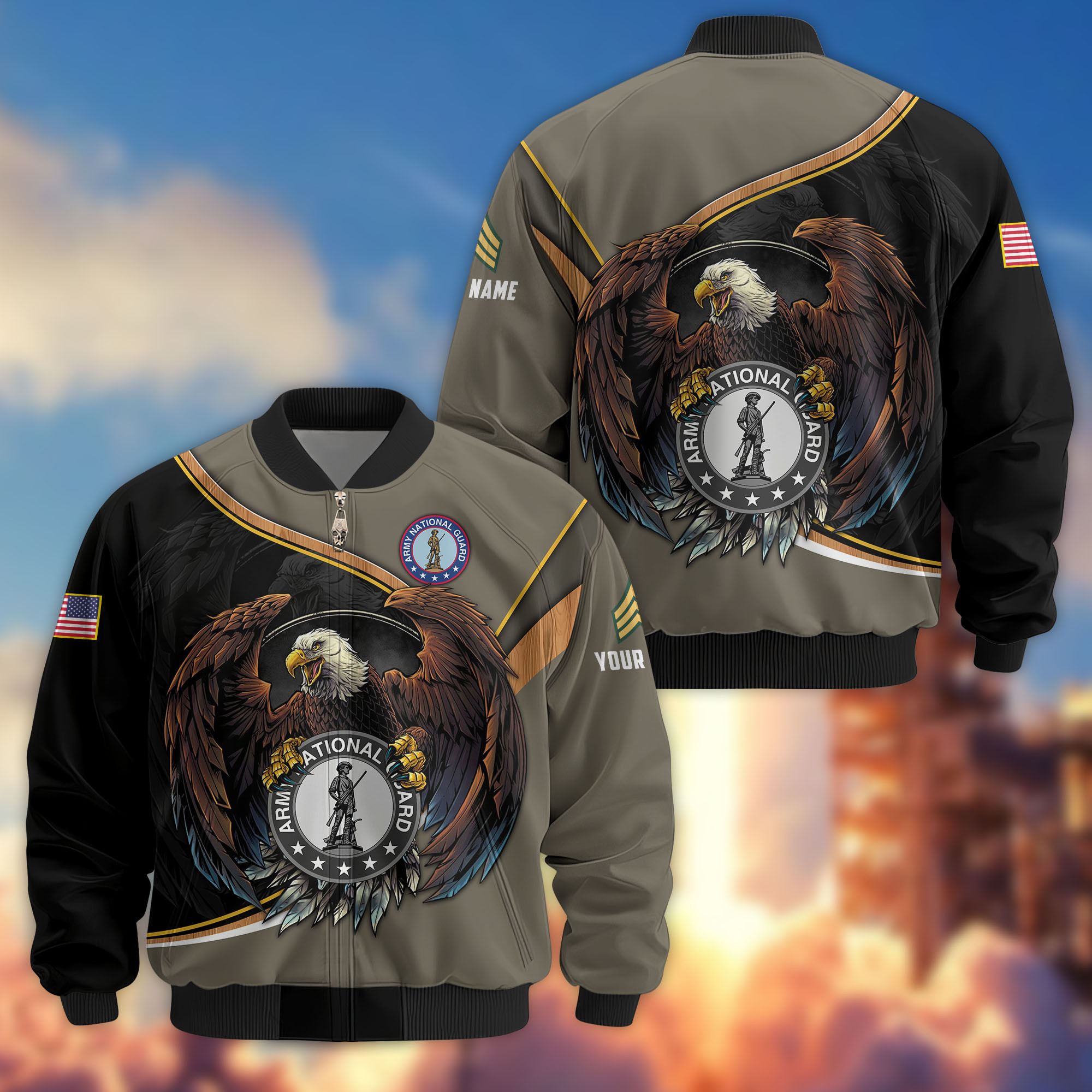 Premium Custom US Army National Guard Veteran Bomber Jacket VPVC806508, Gifts For Army National Guard Veteran, Gifts On Father’s Day, Veterans Day