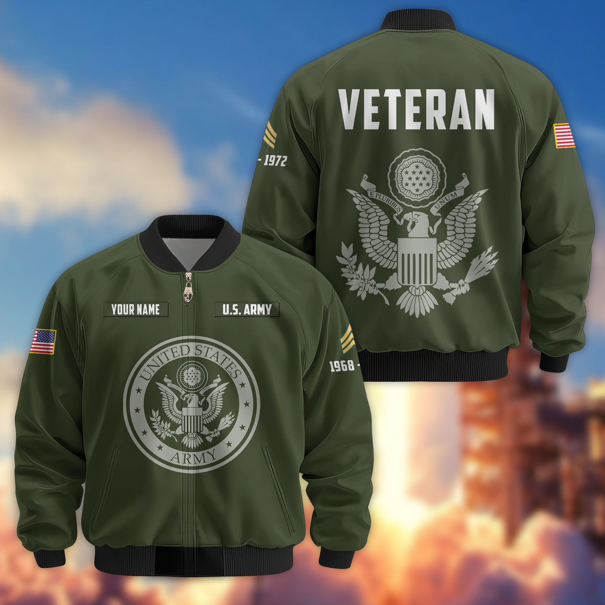 Premium Custom US Army Veteran Bomber Jacket VPVC806201, Gifts For US Army Veteran, Gifts On Father’s Day, Veterans Day
