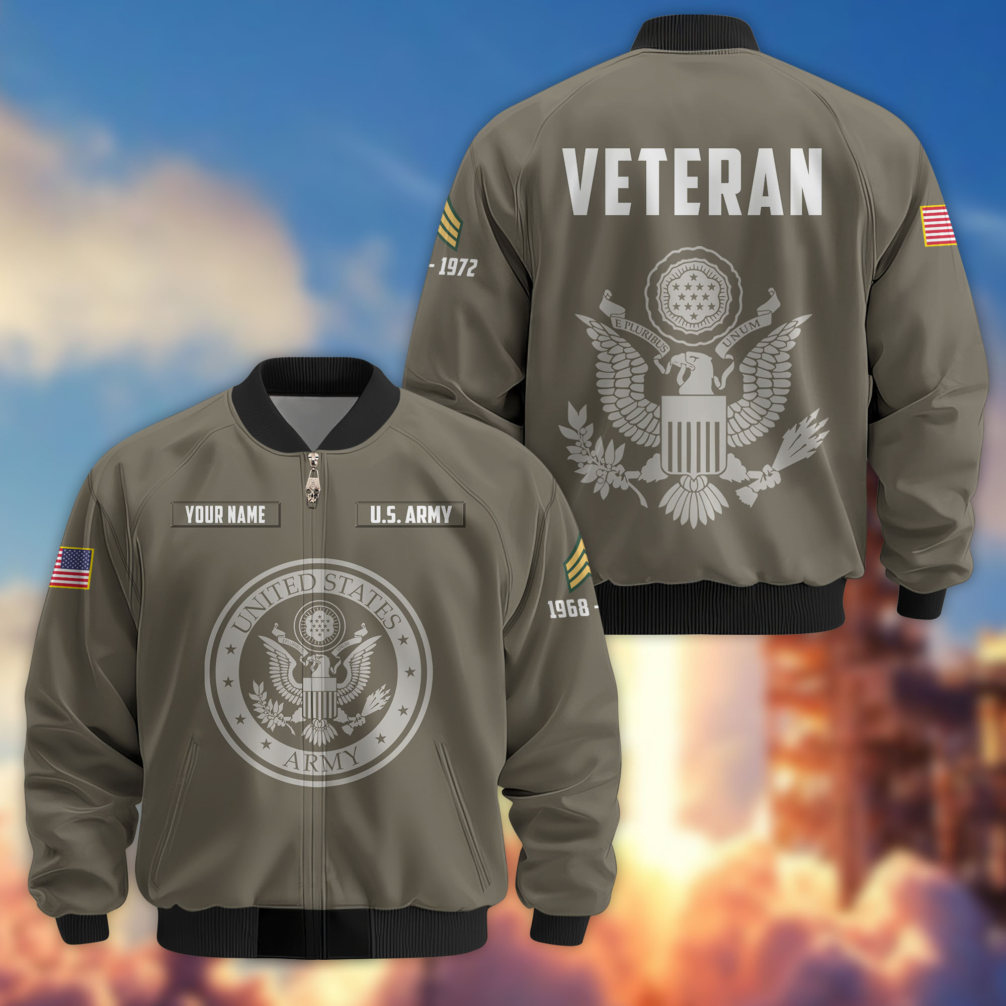 Premium Custom US Army Veteran Bomber Jacket VPVC806210, Gifts For US Army Veteran, Gifts On Father’s Day, Veterans Day