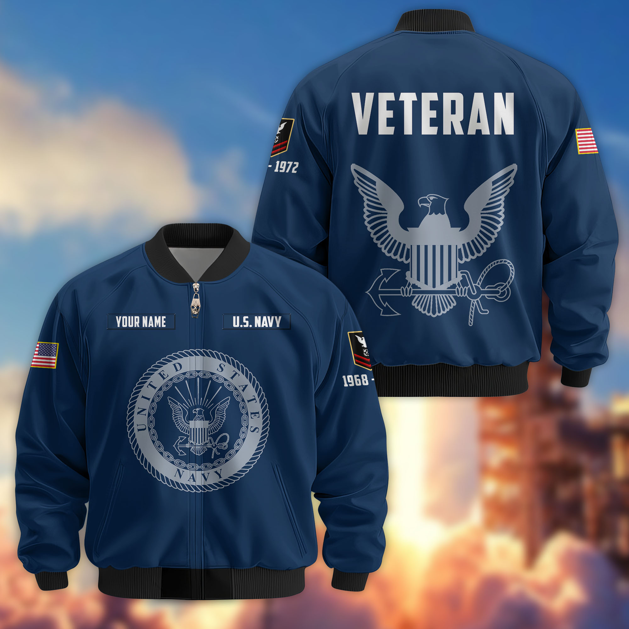 Premium Custom US Navy Veteran Bomber Jacket VPVC806202, Gifts For US Navy Veteran, Gifts On Father’s Day, Veterans Day