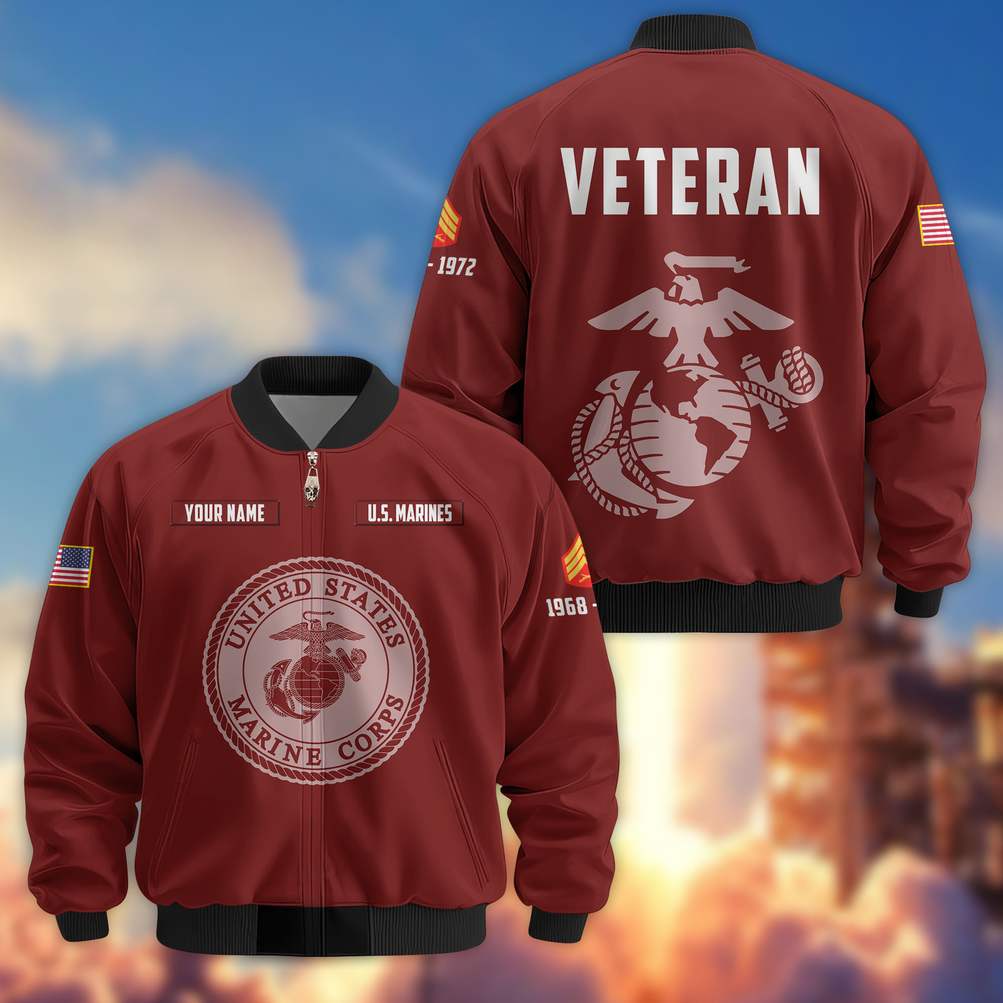 Premium Custom USMC Veteran Bomber Jacket VPVC806203, Gifts For US Marine Veteran, Gifts On Father’s Day, Veterans Day