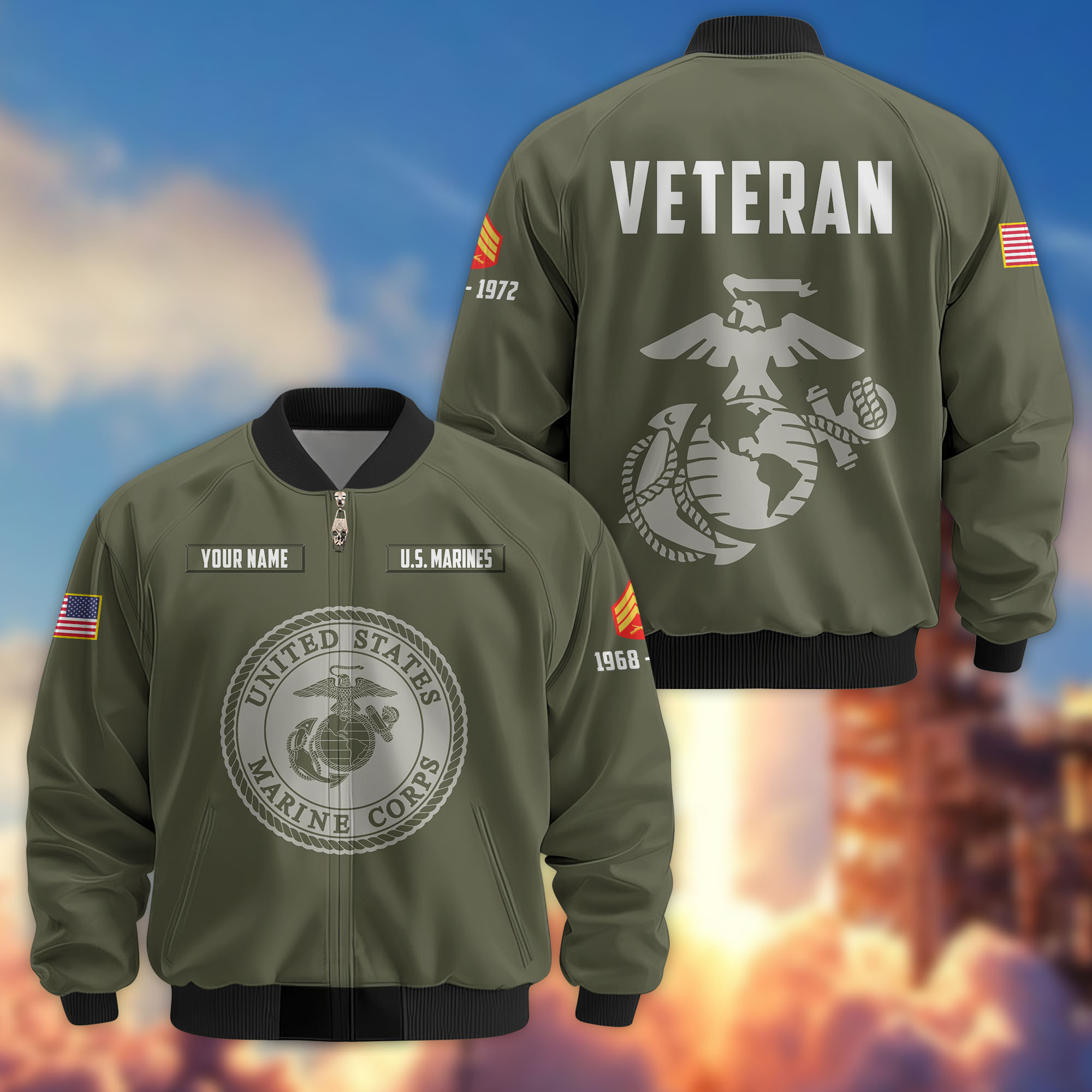 Premium Custom USMC Veteran Bomber Jacket VPVC806211, Gifts For US Marine Veteran, Gifts On Father’s Day, Veterans Day