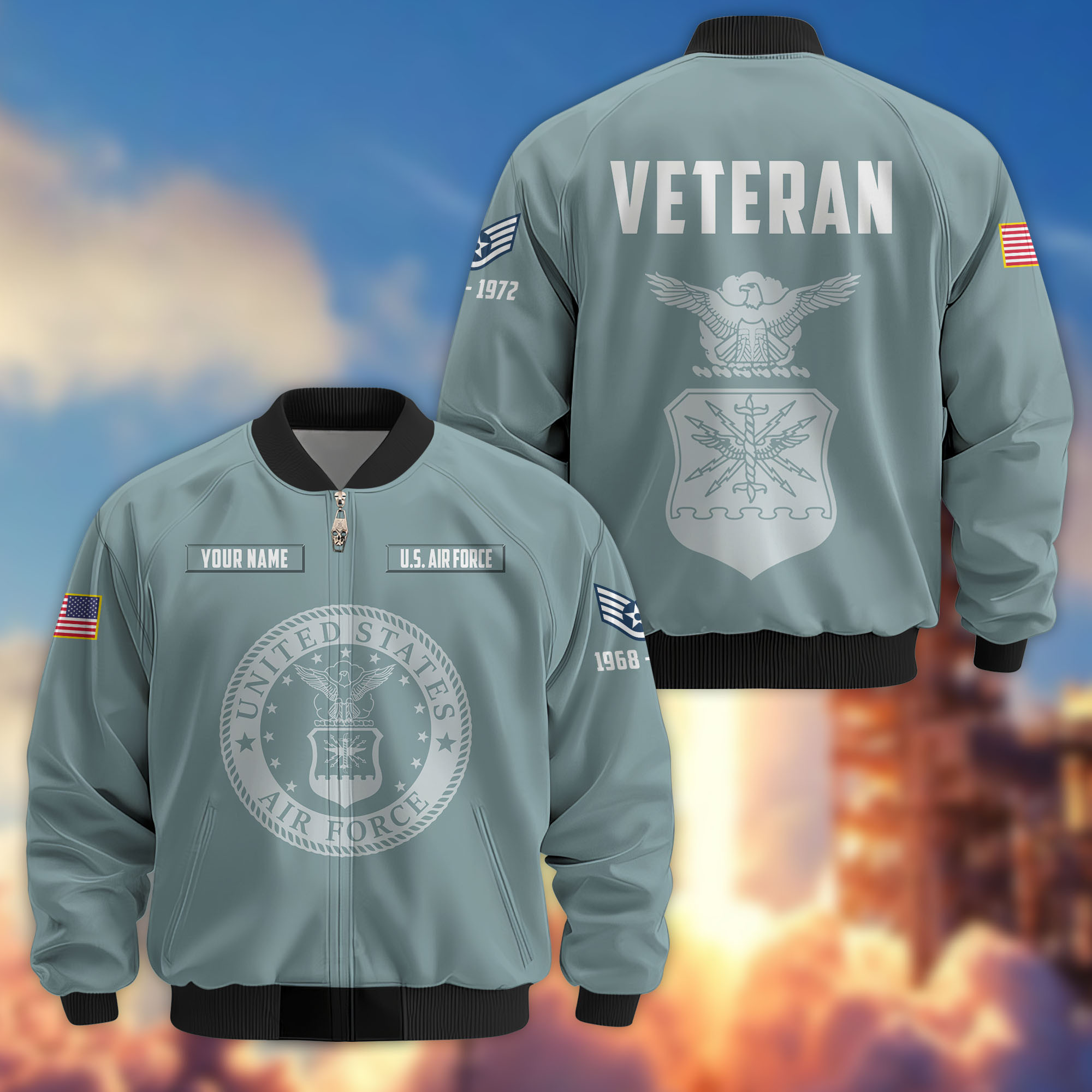 Premium Custom USAF Veteran Bomber Jacket VPVC806204, Gifts For US Air Force Veteran, Gifts On Father’s Day, Veterans Day