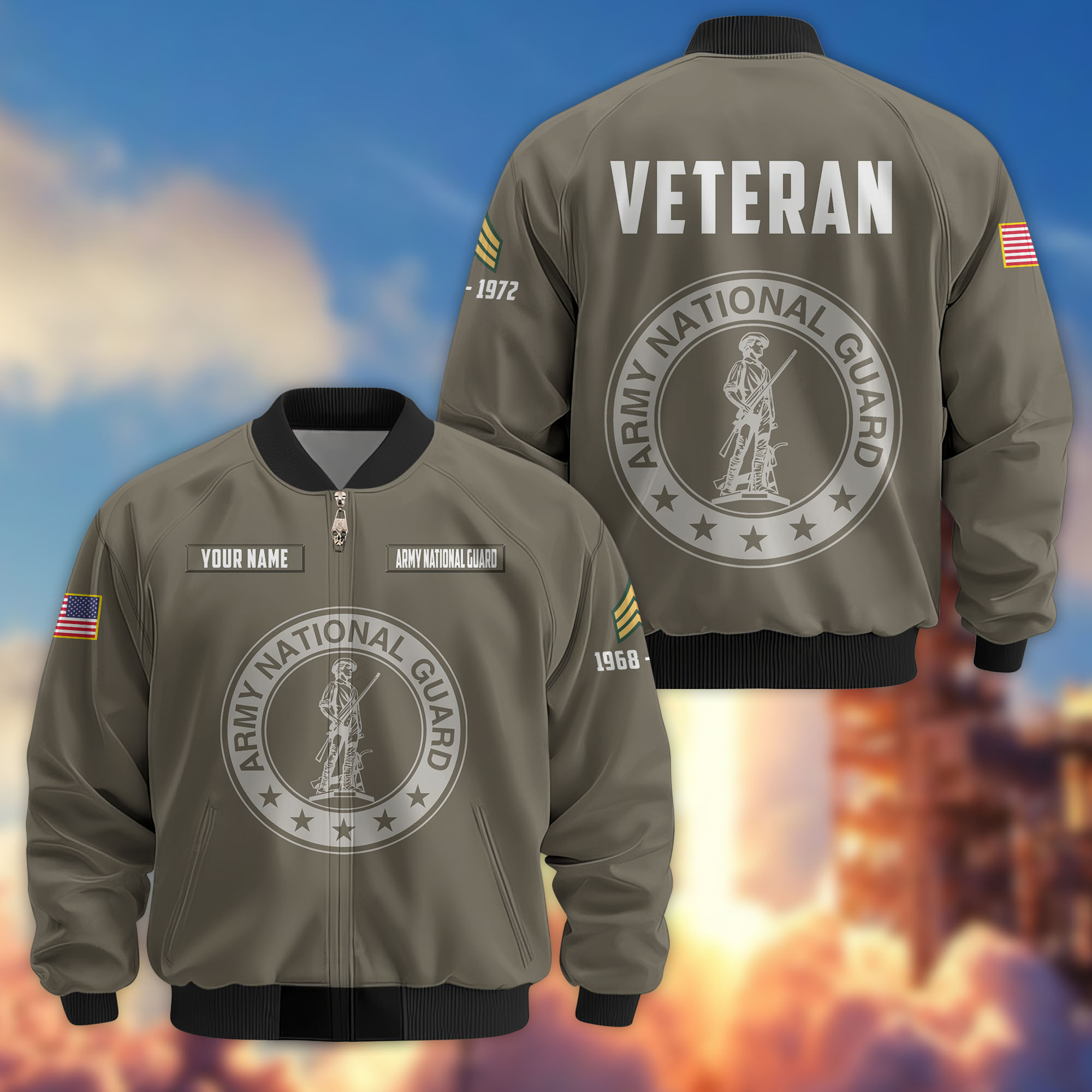 Premium Custom US Army National Guard Veteran Bomber Jacket VPVC806208, Gifts For Army National Guard Veteran, Gifts On Father’s Day, Veterans Day