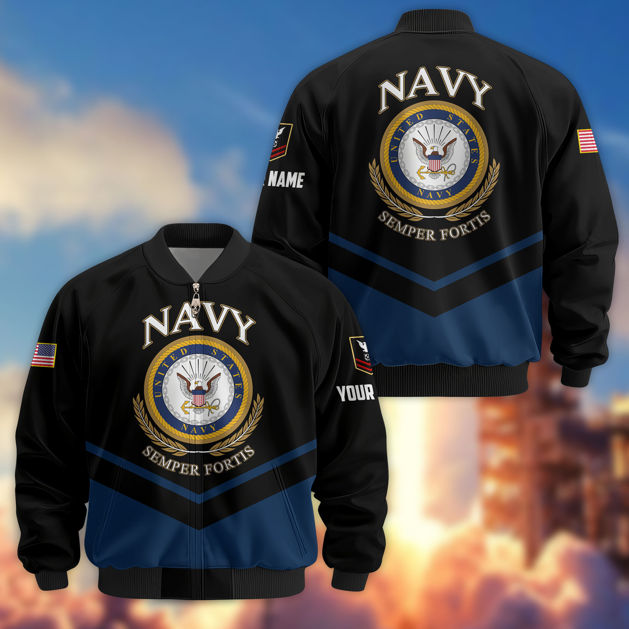 Premium Custom US Navy Veteran Bomber Jacket VPVC806702, Gifts For US Navy Veteran, Gifts On Father’s Day, Veterans Day