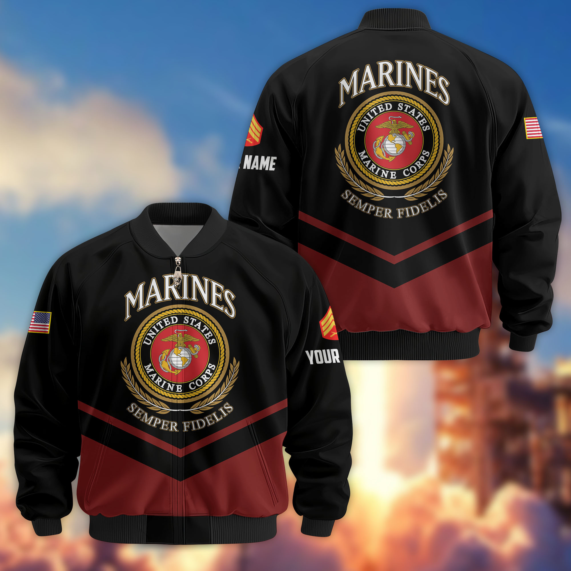 Premium Custom USMC Veteran Bomber Jacket VPVC806703, Gifts For US Marine Veteran, Gifts On Father’s Day, Veterans Day